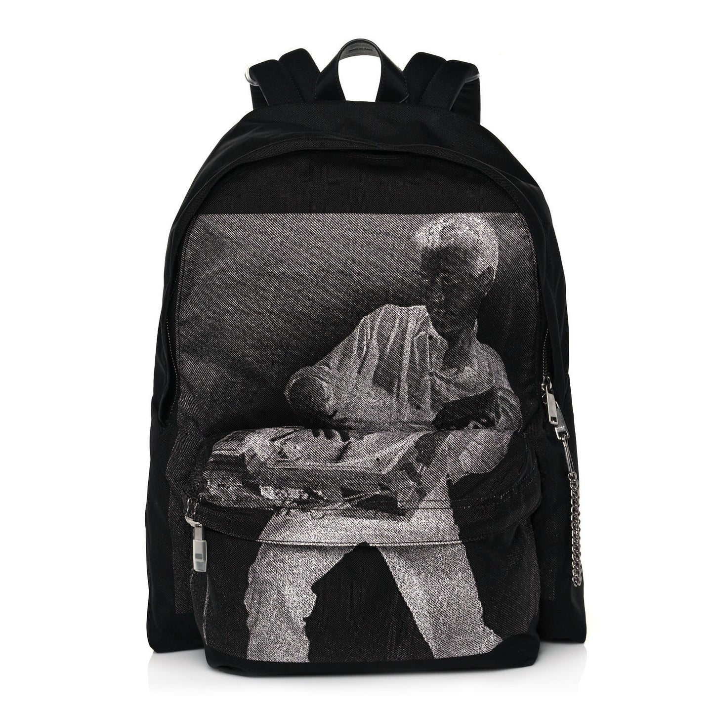 x Christian Marclay Nylon Phonoguitar Print Medium Backpack White Black