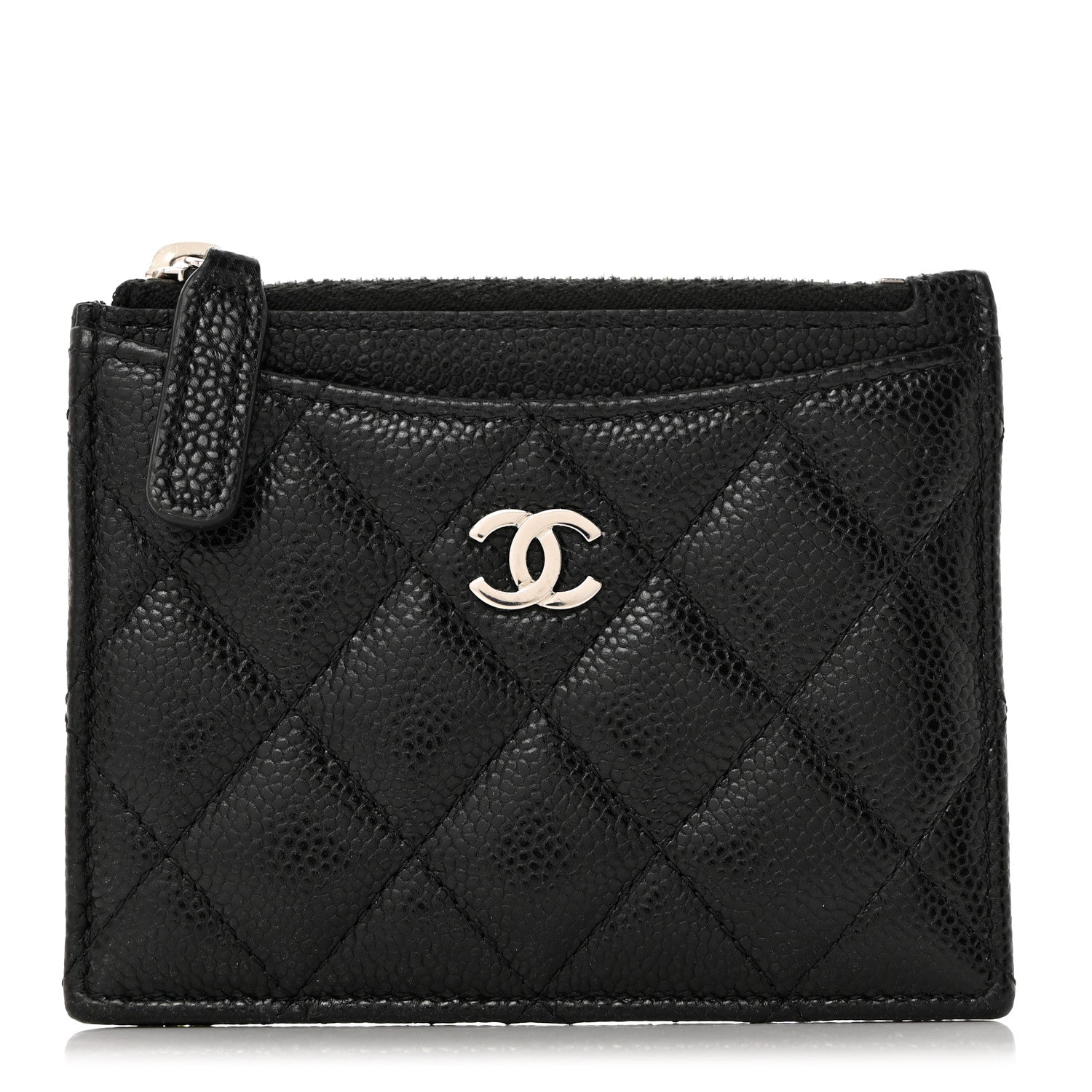 Chanel Caviar Quilted CC Zip Card Holder Black 1 of 7