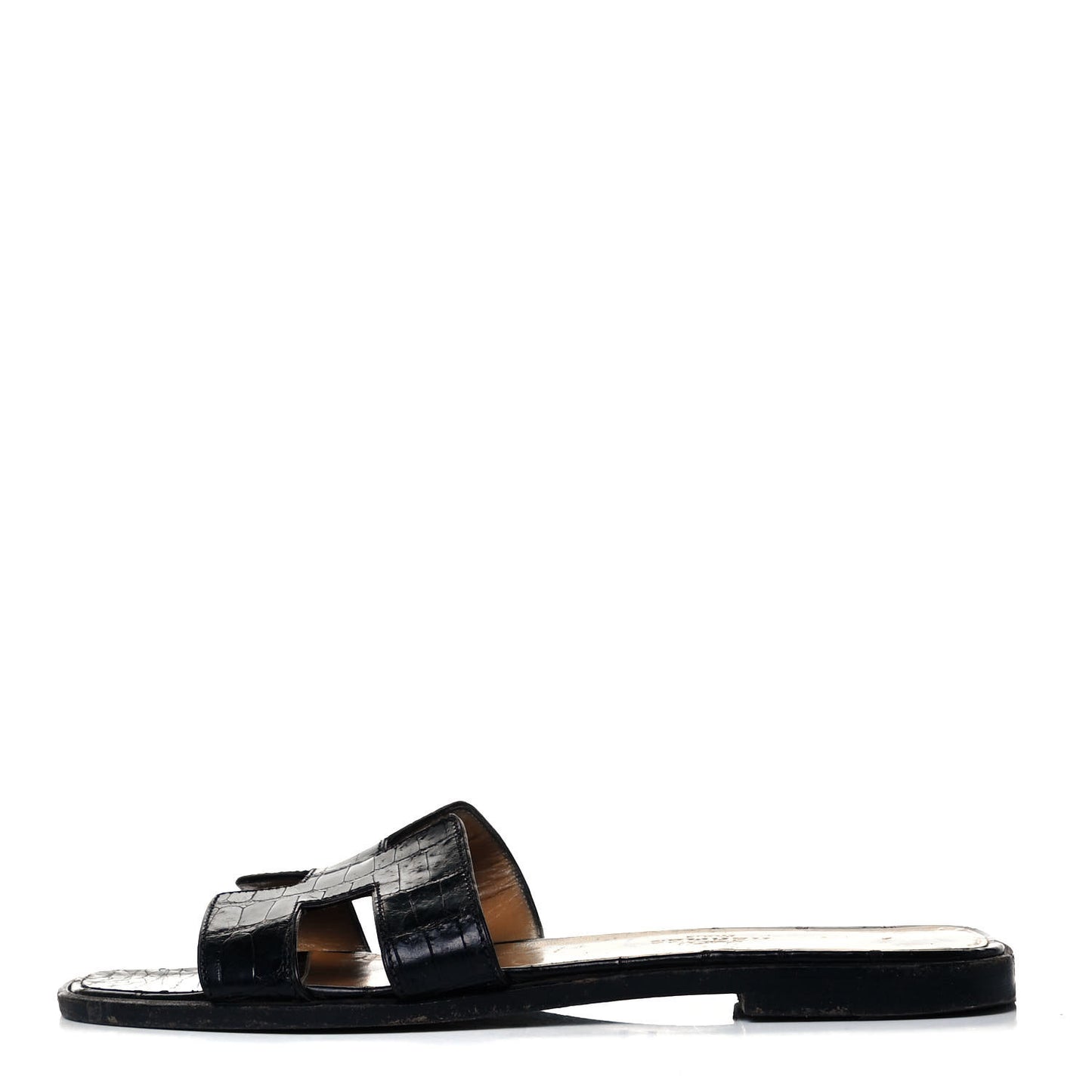Shiny Alligator Oran Sandals 38 Black
