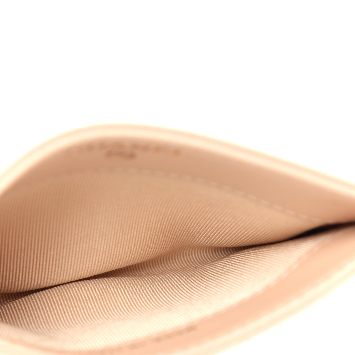 Iridescent Calfskin Quilted Card Holder Beige