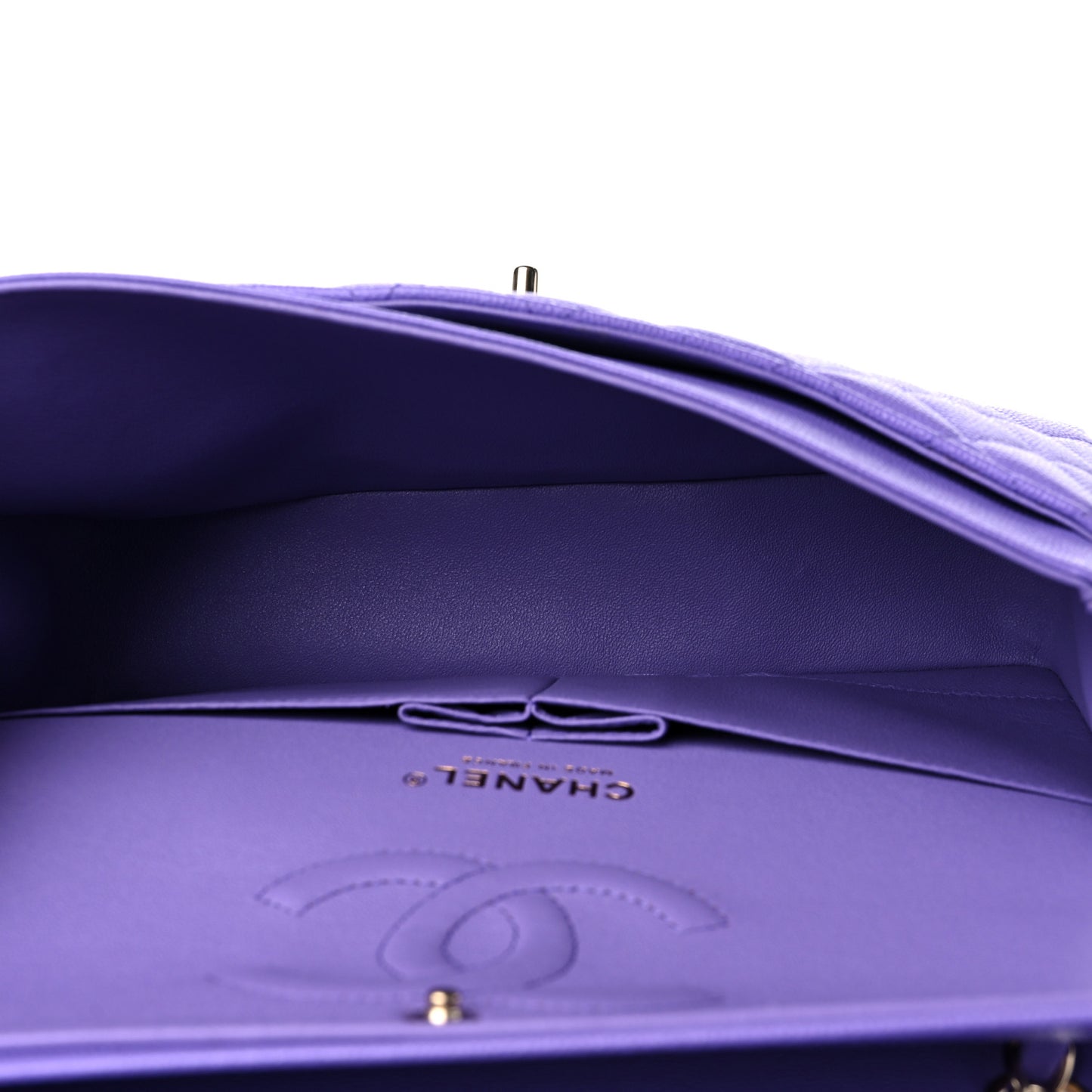 Caviar Quilted Medium Double Flap Purple