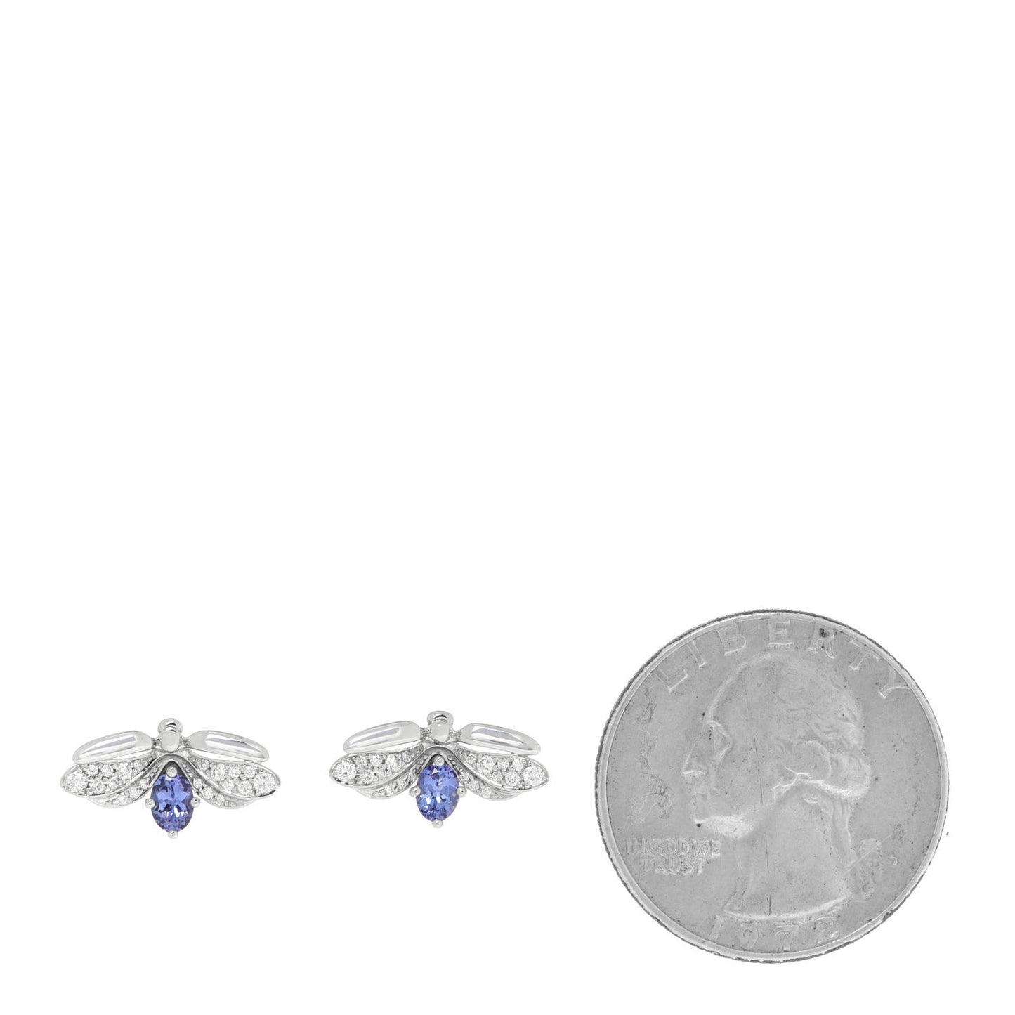 Platinum Diamond Tanzanite Paper Flowers Firefly Earrings