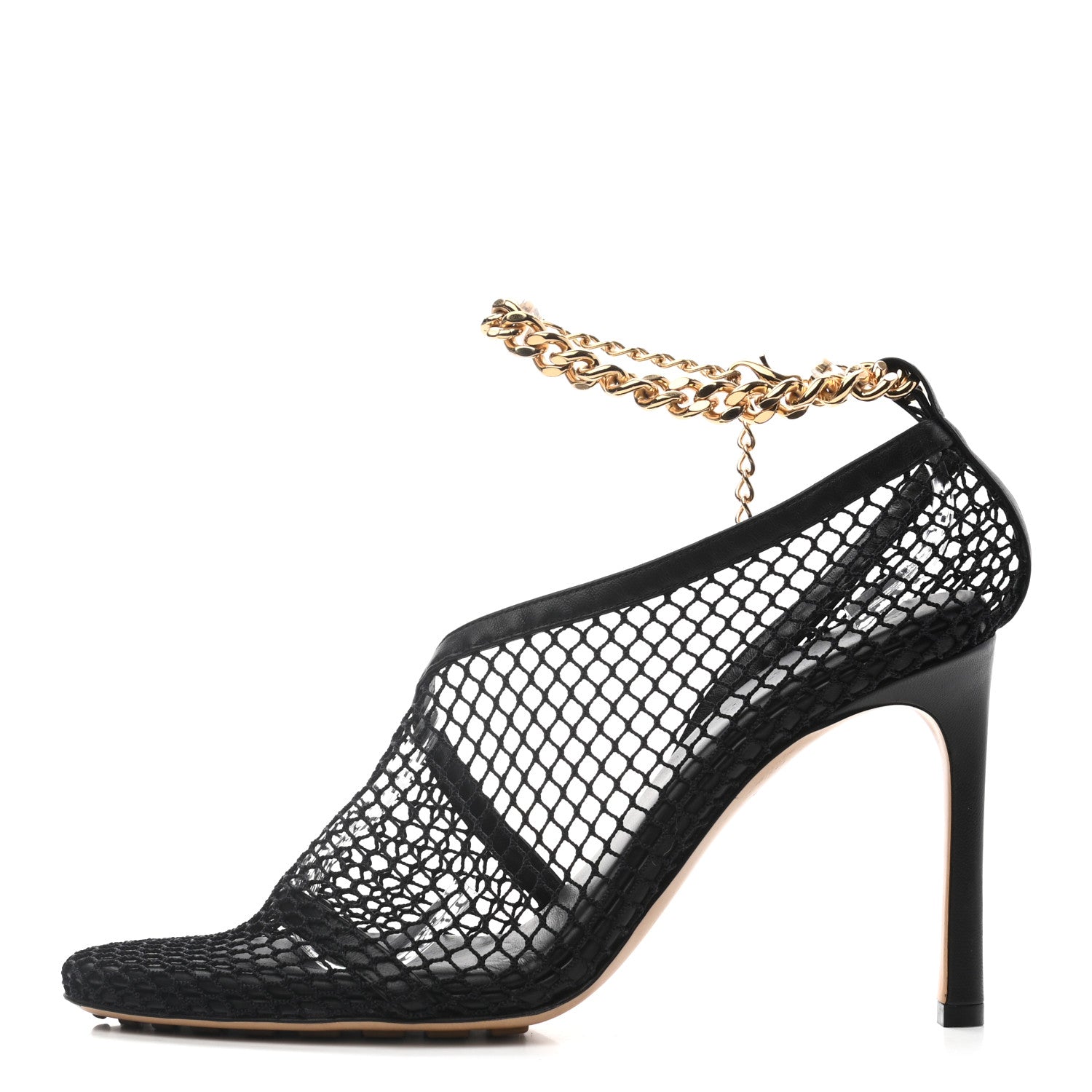 Bottega Veneta Mesh Nappa Chunky Chain Sandals 39.5 Black 1 of 7