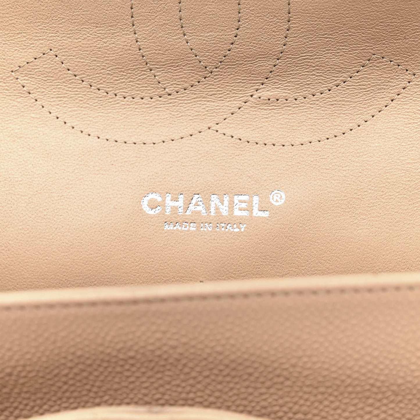 Caviar Quilted Jumbo Double Flap Beige
