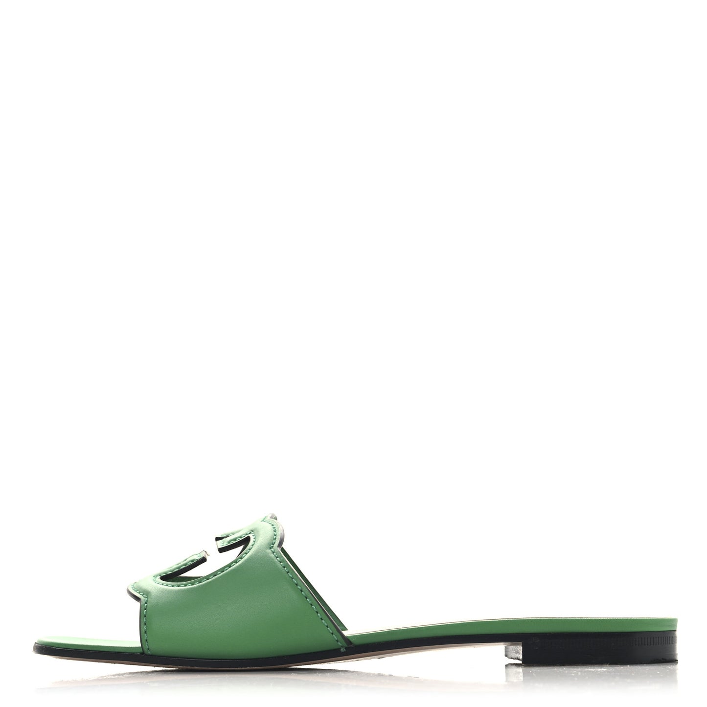 Cosmos Softy Calfskin Interlocking G Cut Out Slide Sandals 41.5 New Shamarock