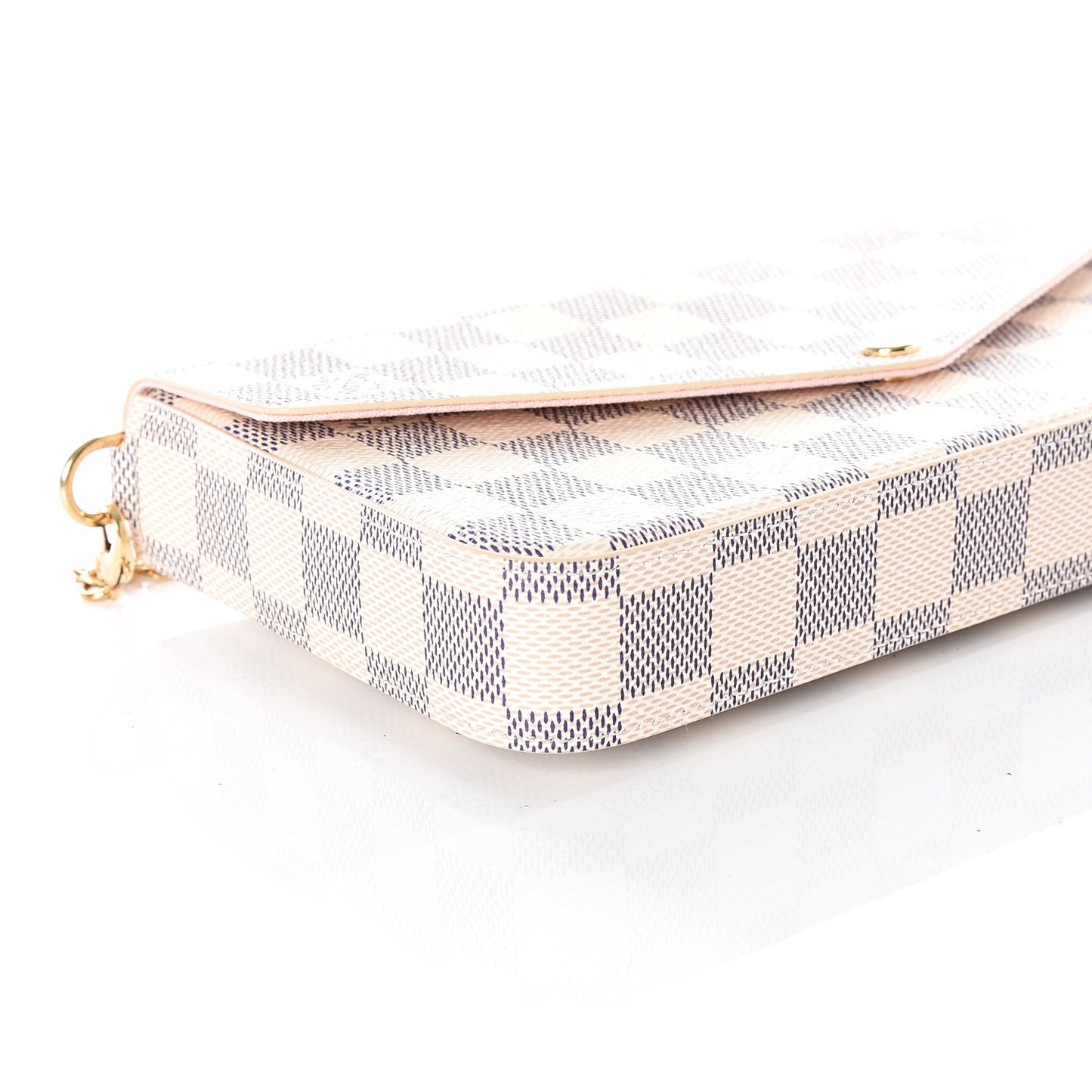 Damier Azur Pochette Felicie Chain Wallet Rose Ballerine