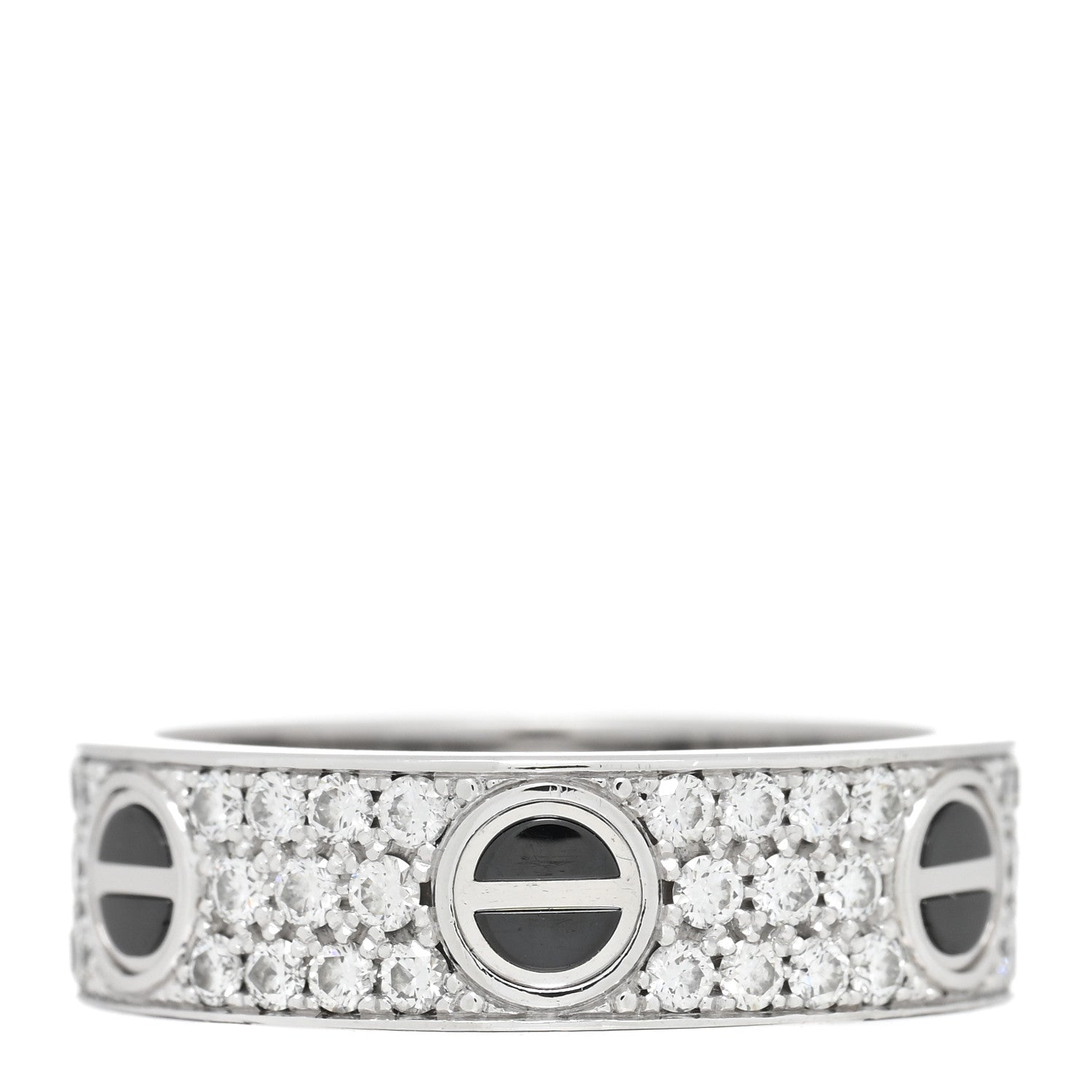 Cartier 18K White Gold Diamond Ceramic LOVE Paved Ring 57 8 3 of 4