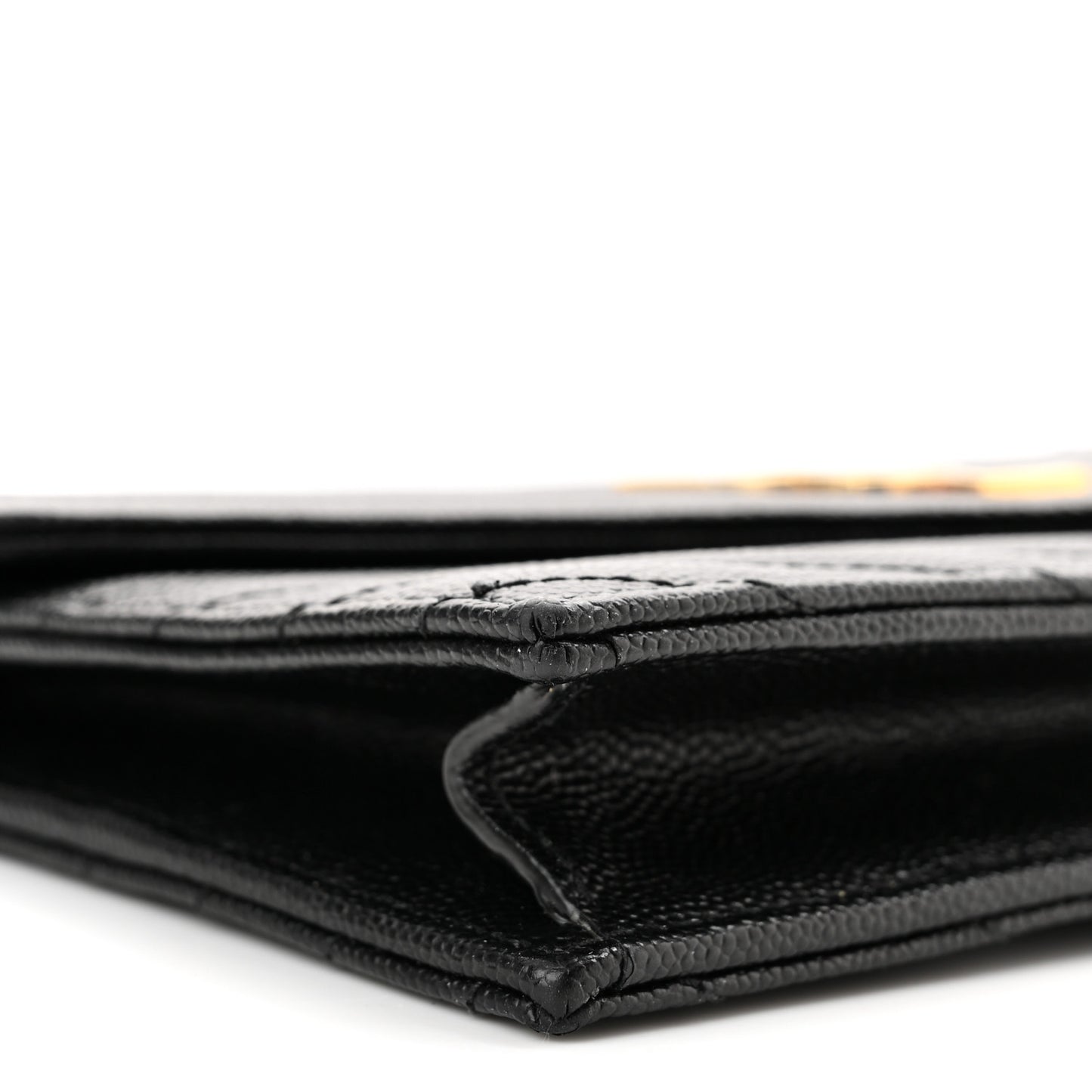 Grain De Poudre Matelasse Chevron Monogram Envelope Chain Wallet Black