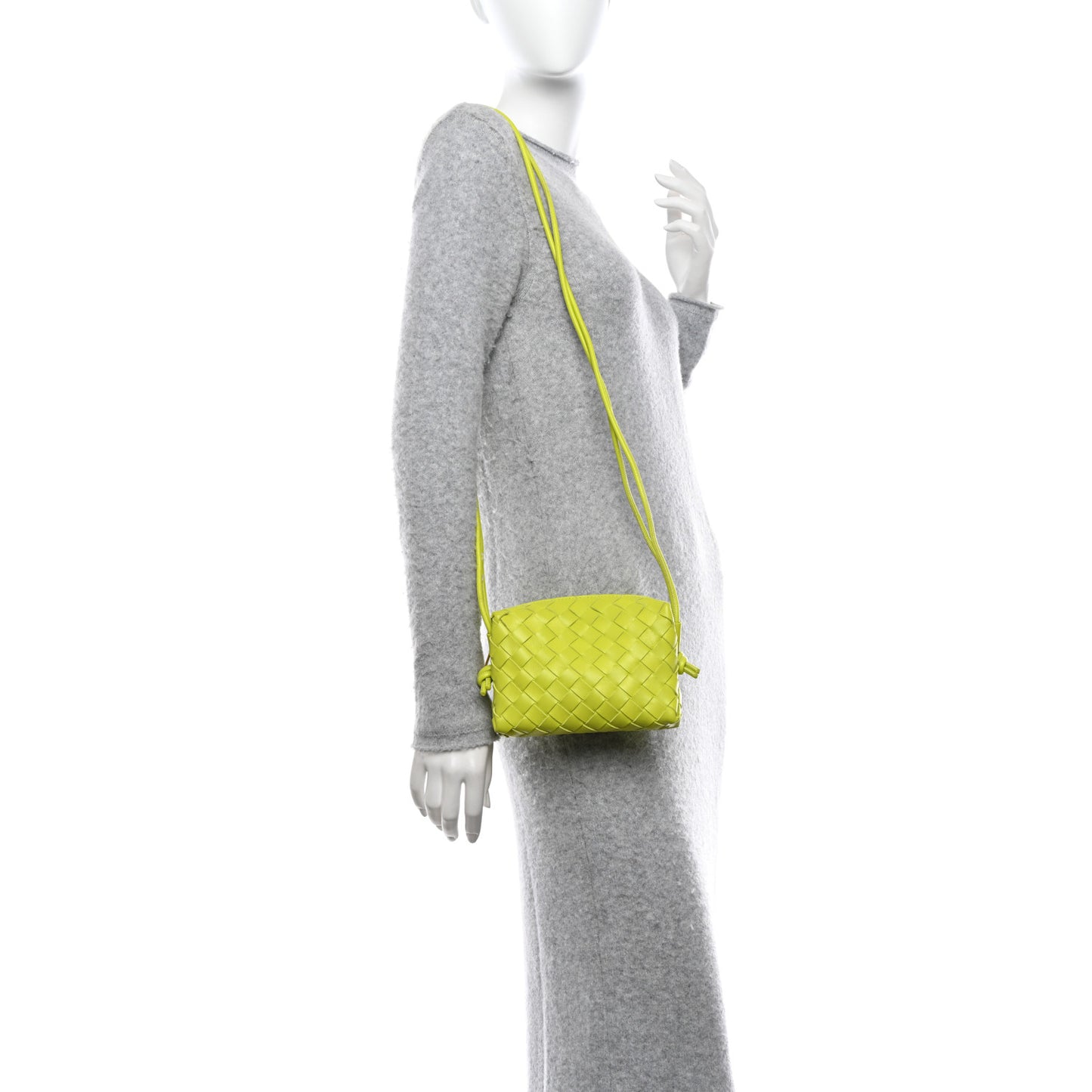 Nappa Intrecciato Mini Loop Camera Bag Acid Kiwi