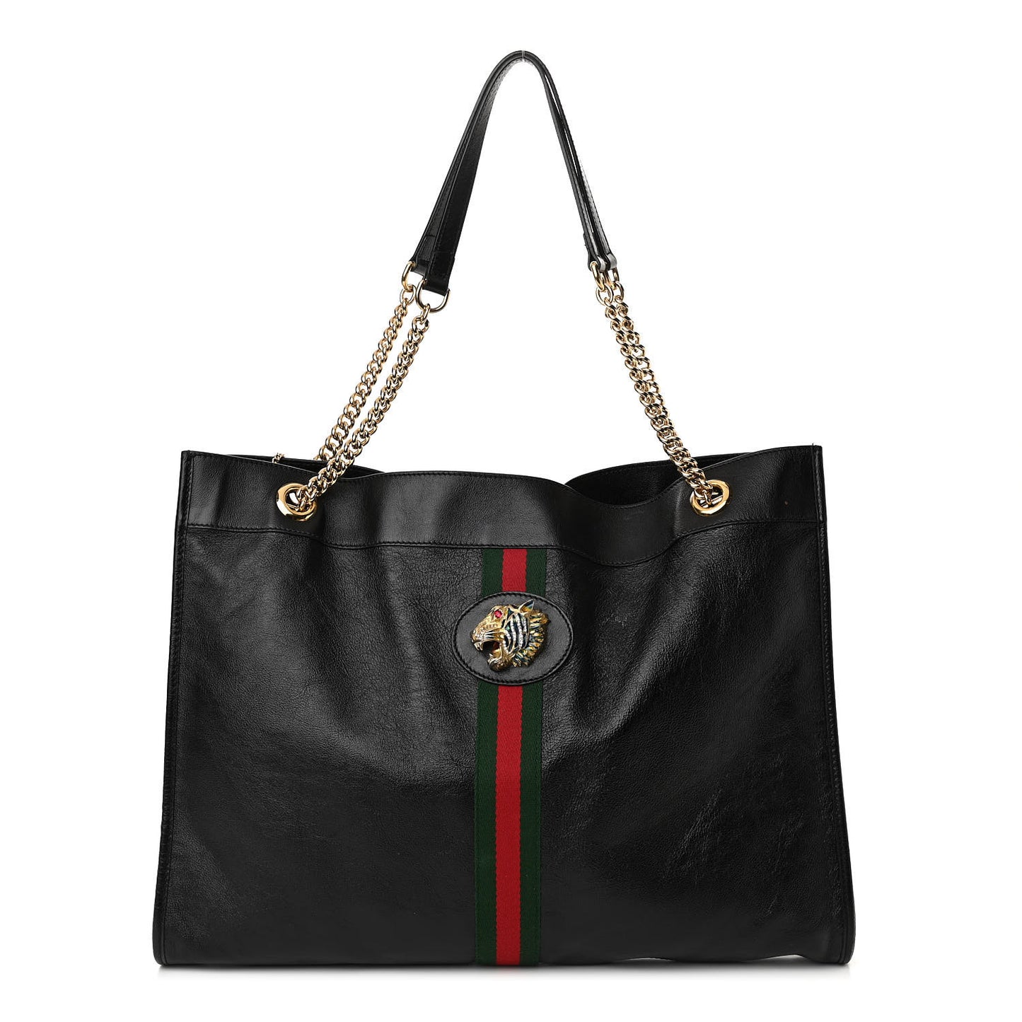 Calfskin Large Rajah Chain Tote Black