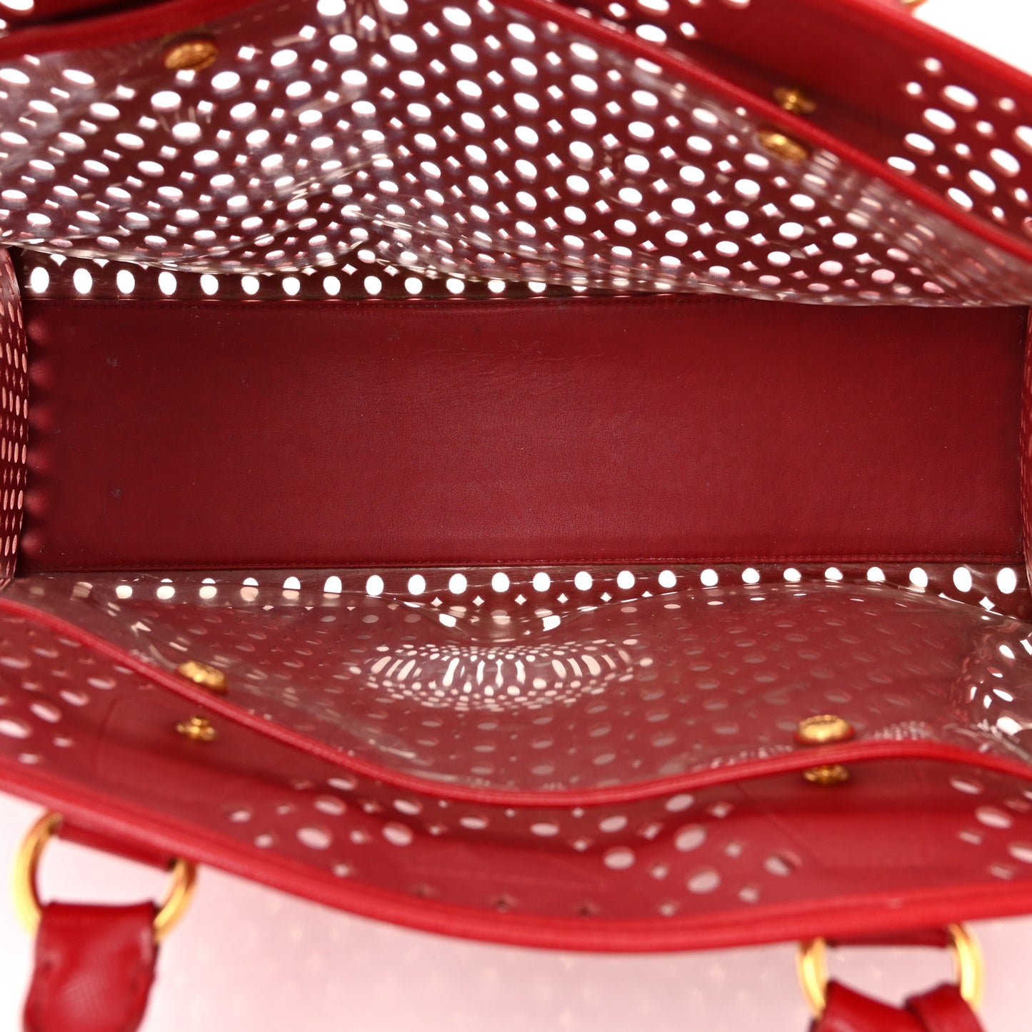 Saffiano Perforated Tote Red