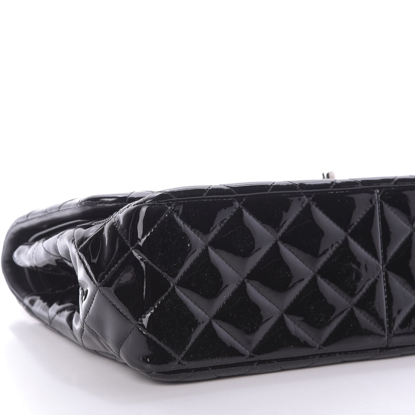 Patent Quilted Jumbo Double Flap Black