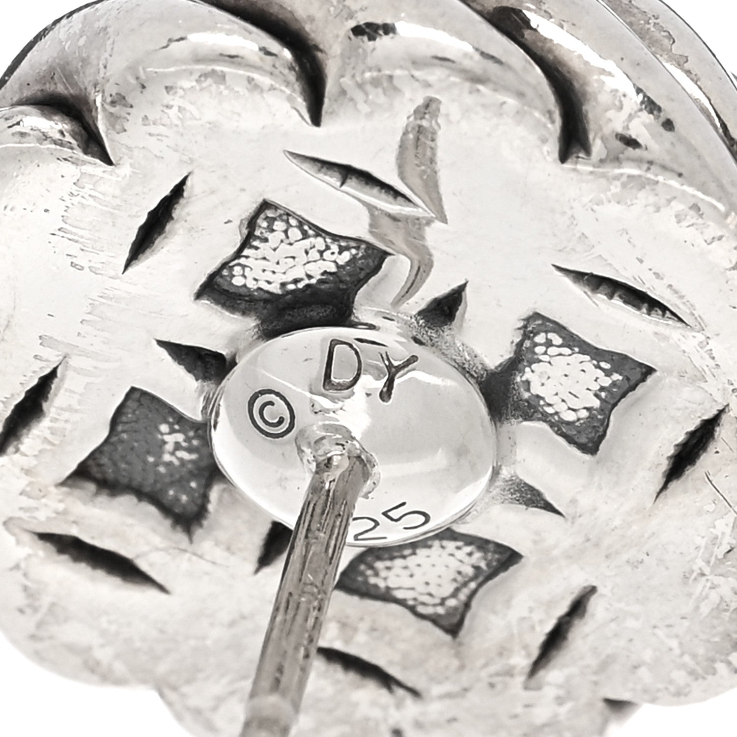 David Yurman Sterling Silver 17.5mm Sculpted Cable Stud Earrings 4 of 4