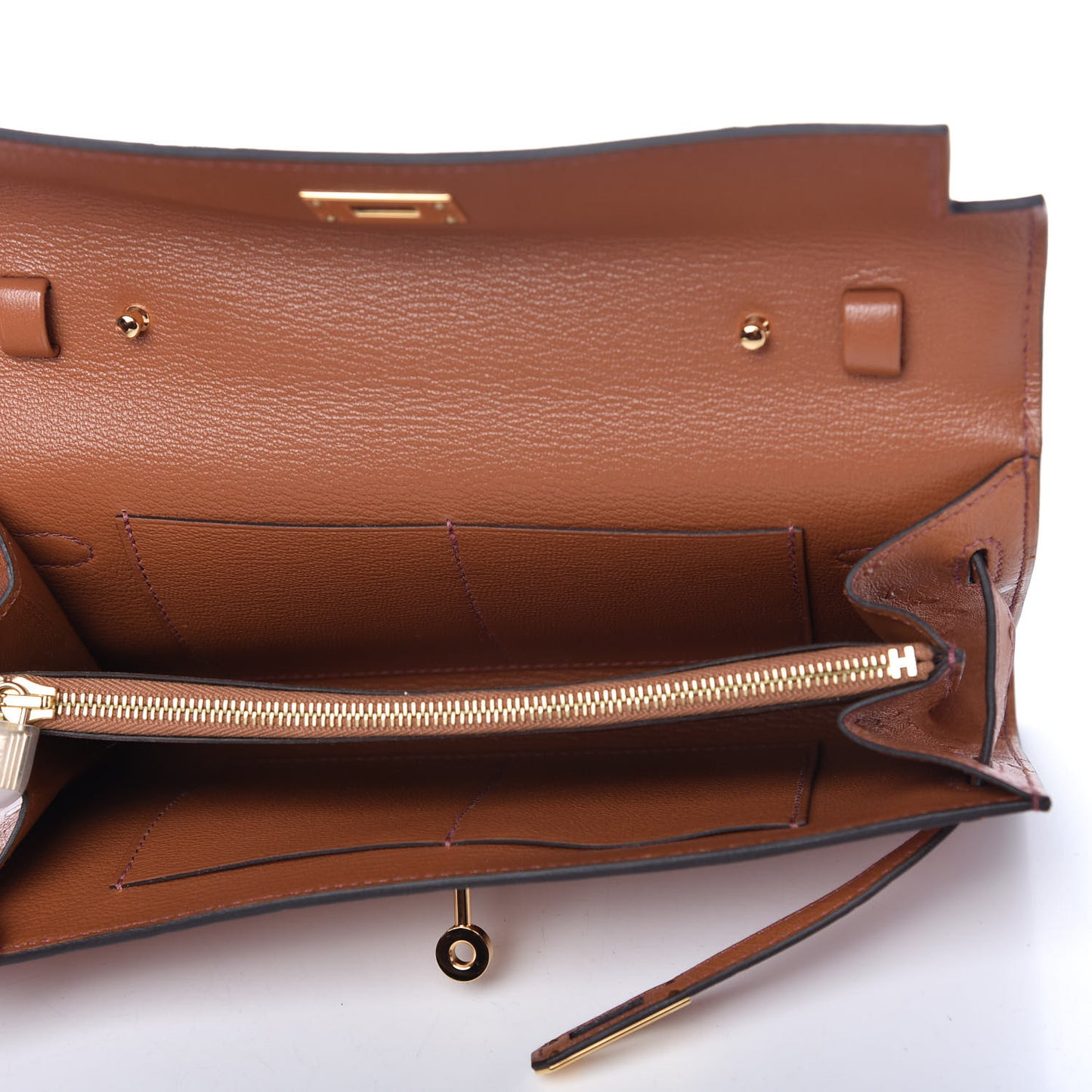 Ostrich Kelly Wallet To Go Gold