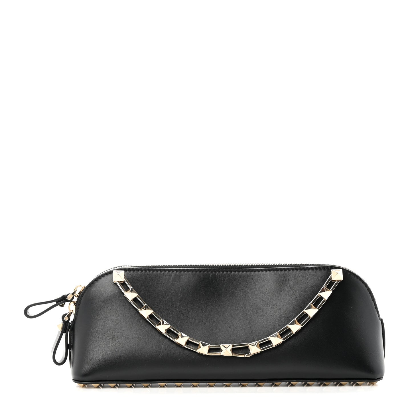 VALENTINO GARAVANI Smooth Calfskin Rockstud East West Crossbody Clutch Bag Black