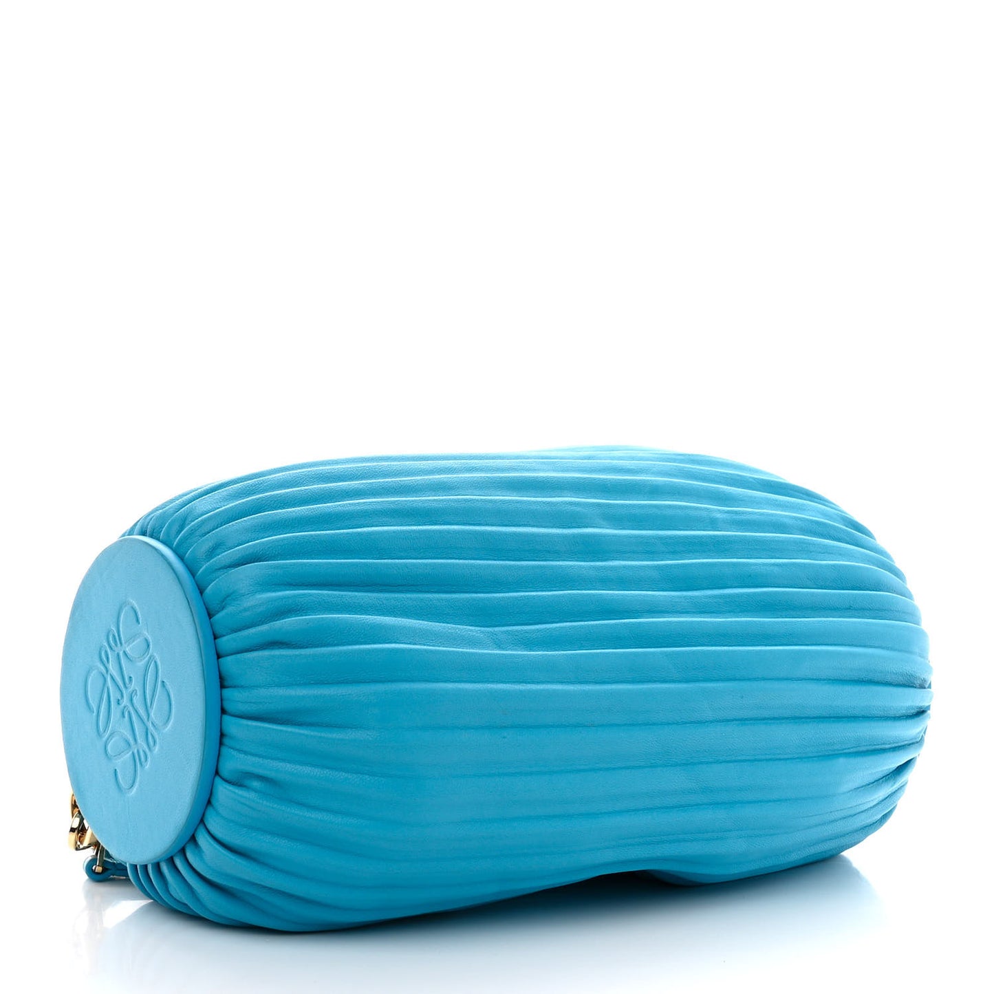 Lambskin Pleated Bracelet Pouch Shoulder Bag Turquoise