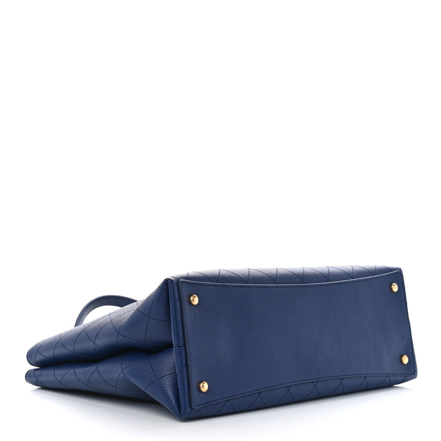 Caviar Stitched Large Shopping Tote Bag Blue