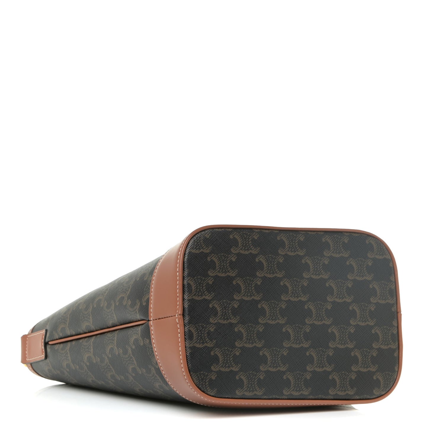 Triomphe Canvas Calfskin Small Bucket Bag Tan
