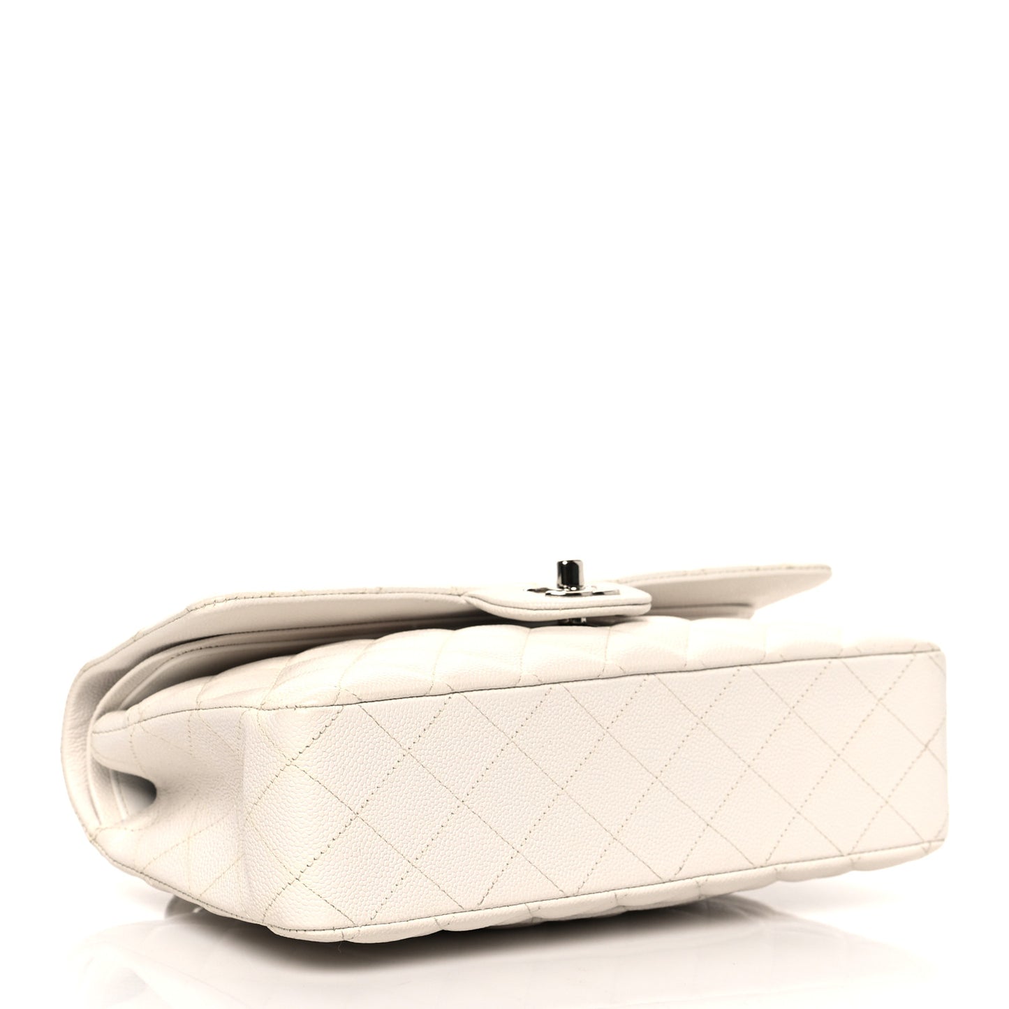 Caviar Quilted Medium Double Flap White