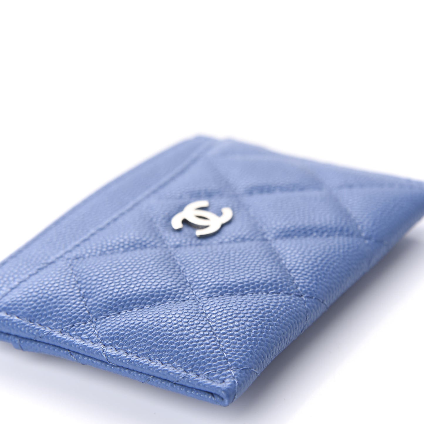 Caviar Quilted Card Holder Blue