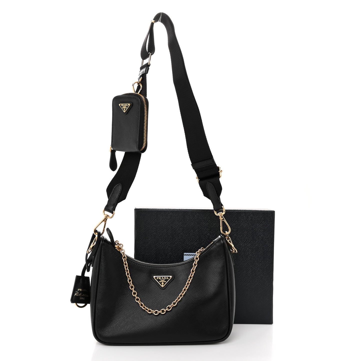 Saffiano Lux Re-Edition 2005 Shoulder Bag Black