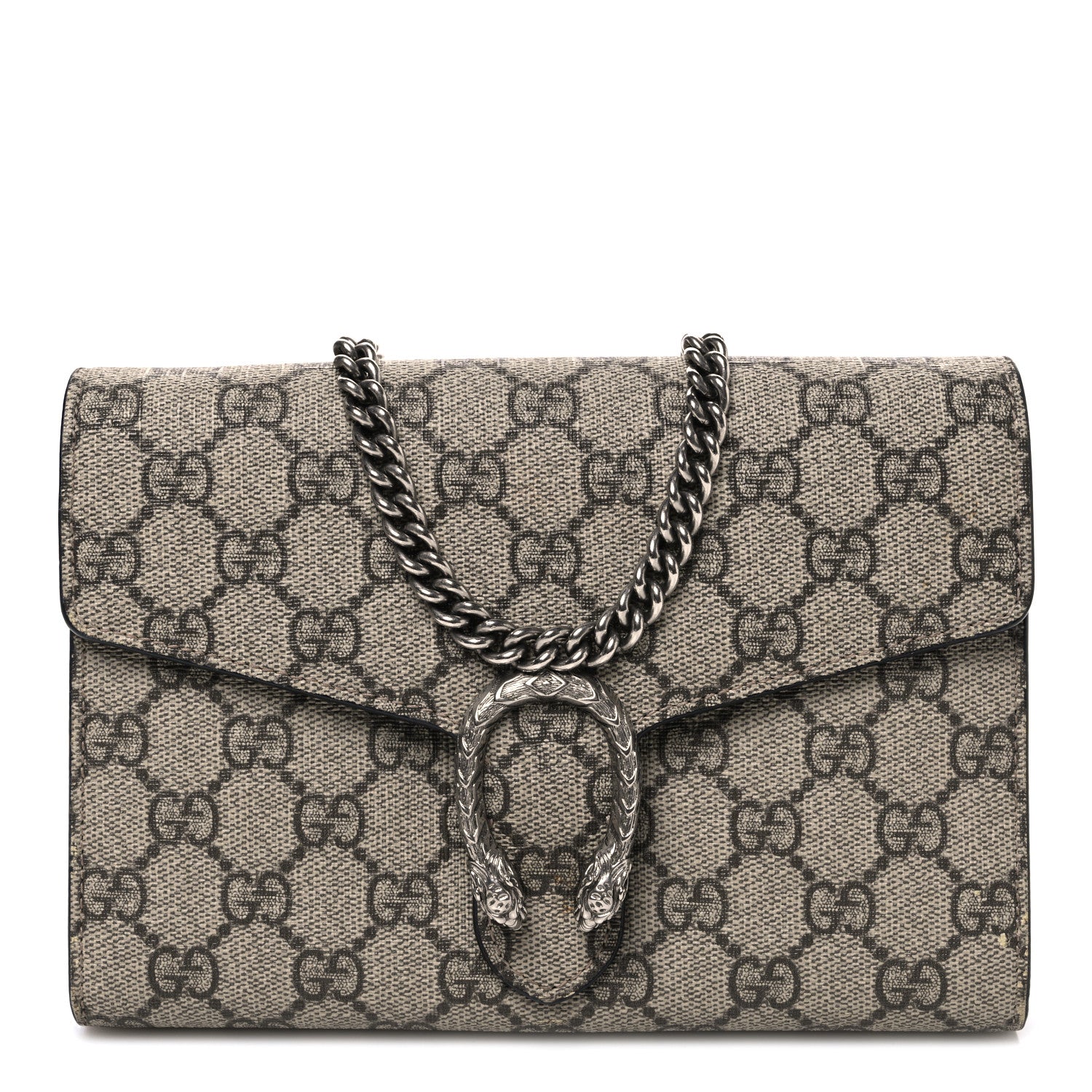 GUCCI ケース チェーン付き ベージュ Gucci GG Supreme Monogram Mini Dionysus Chain Wallet Beige Black