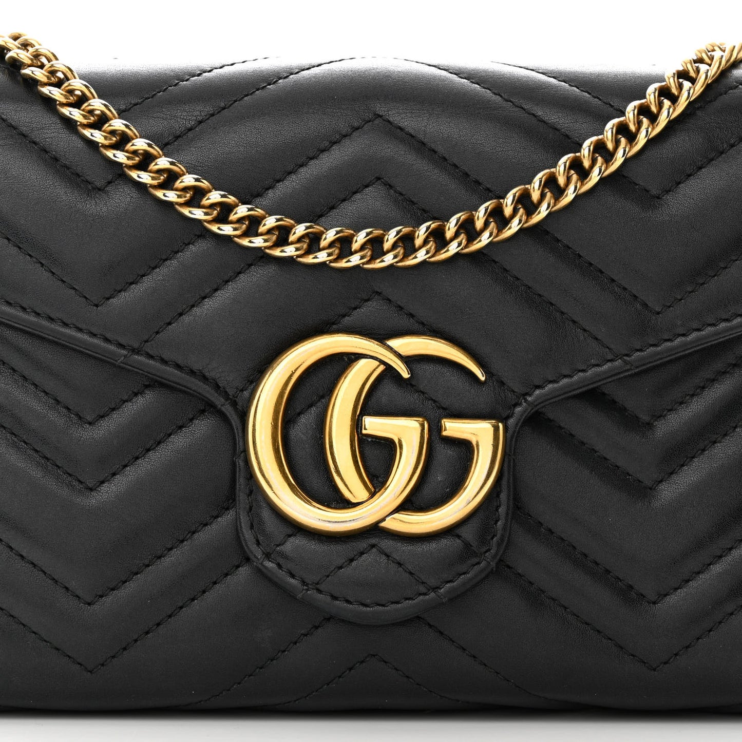 Calfskin Matelasse GG Marmont Chain Wallet Black