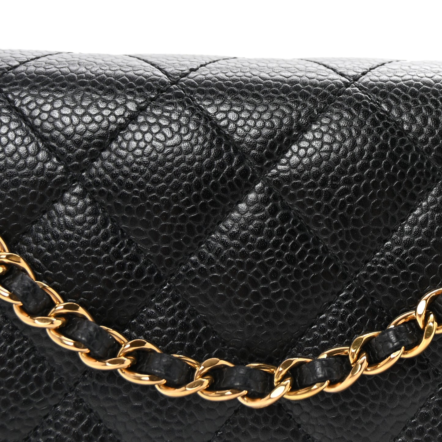 Caviar Quilted Wallet On Chain WOC Black