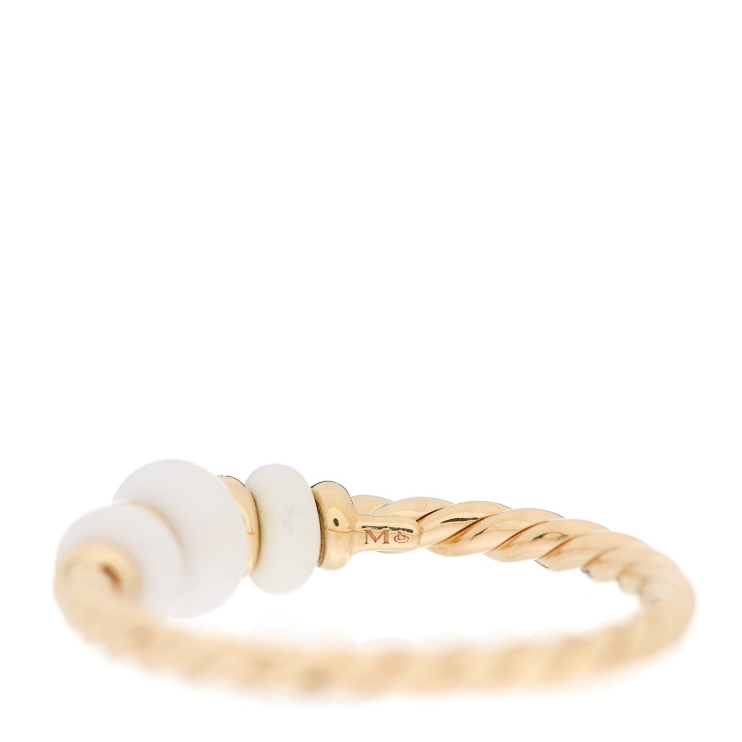 18K Yellow Gold White Agate Rio Rondelle Ring 54 7