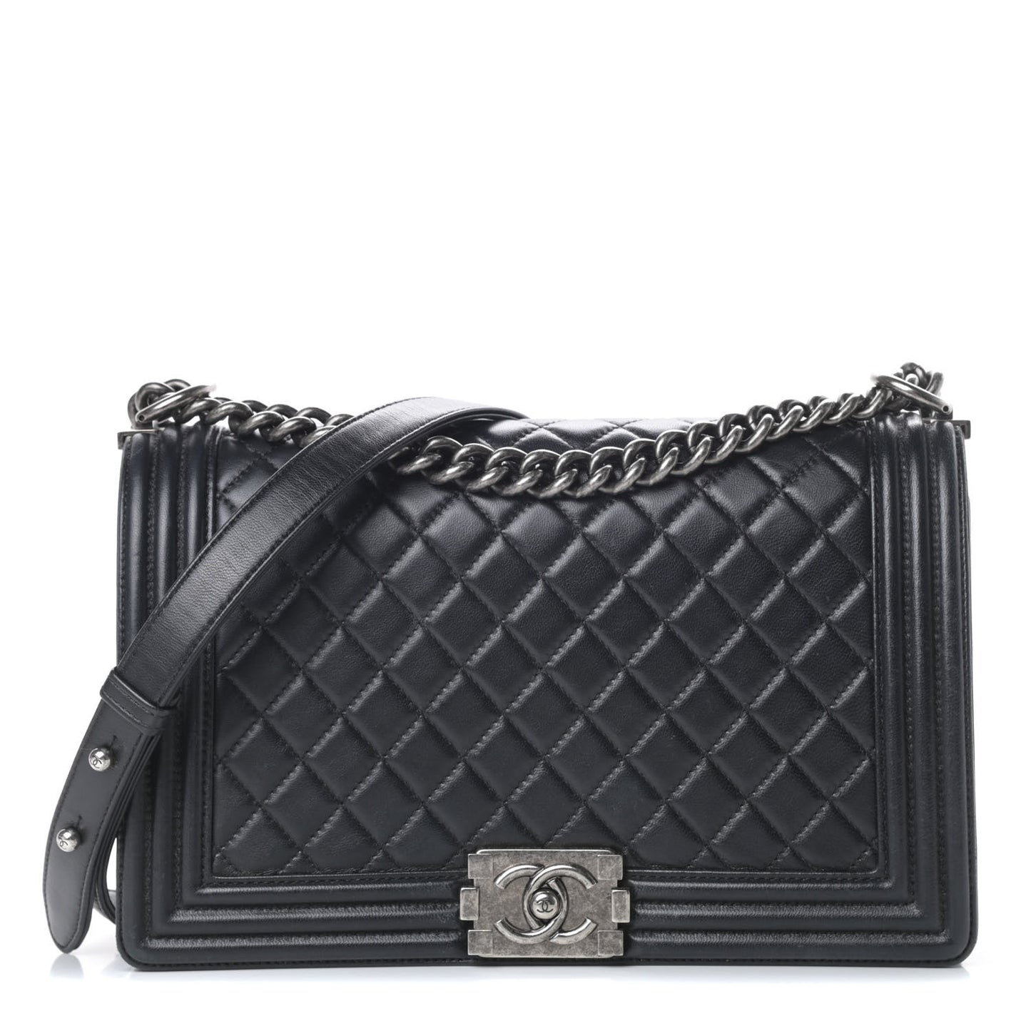 Lambskin Quilted New Medium Boy Flap Black