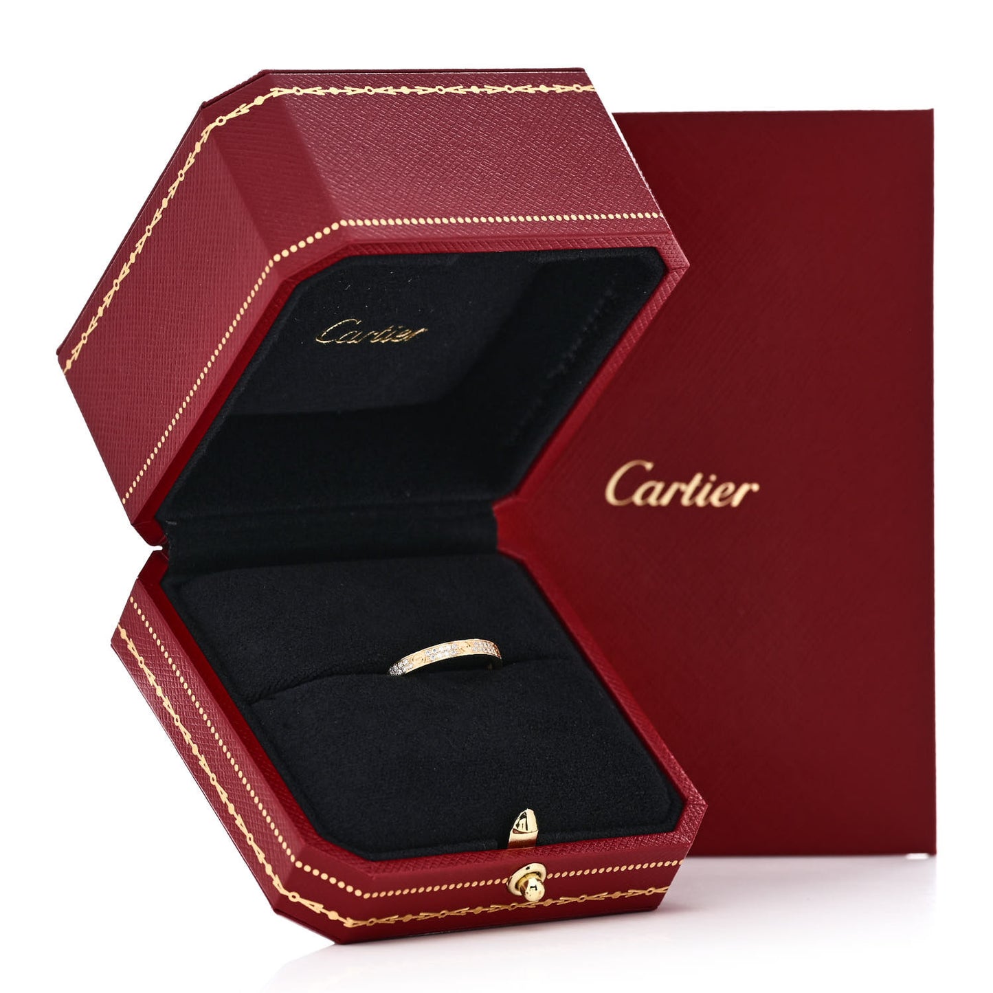 18K Yellow Gold Diamond 2.6mm LOVE Paved Band Ring 54 6.75