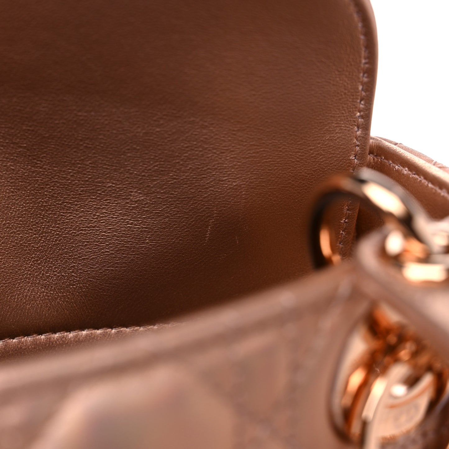Iridescent Metallic Lambskin Cannage Mini Lady Dior Pink