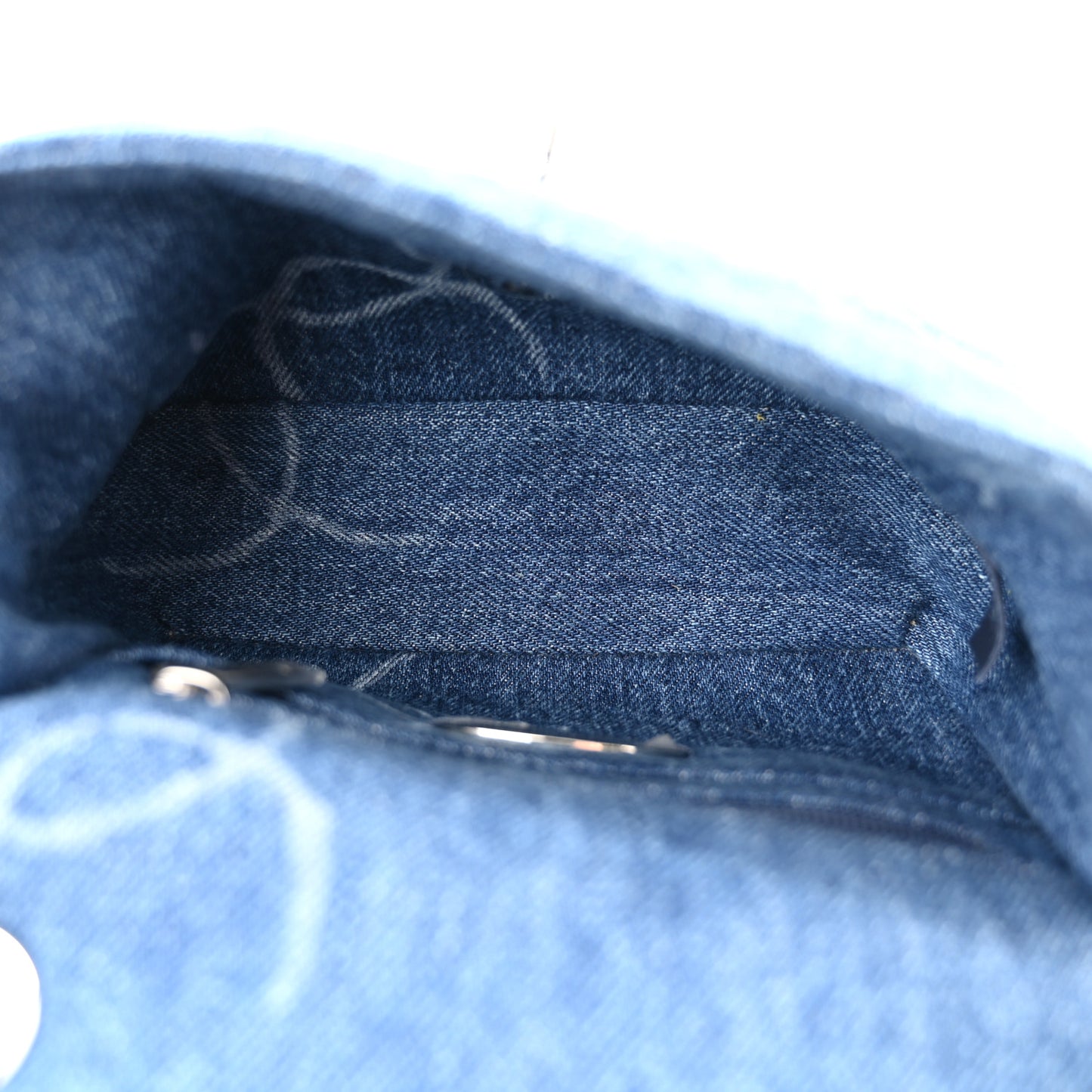 Denim CC Quilted Mini Square Flap Blue