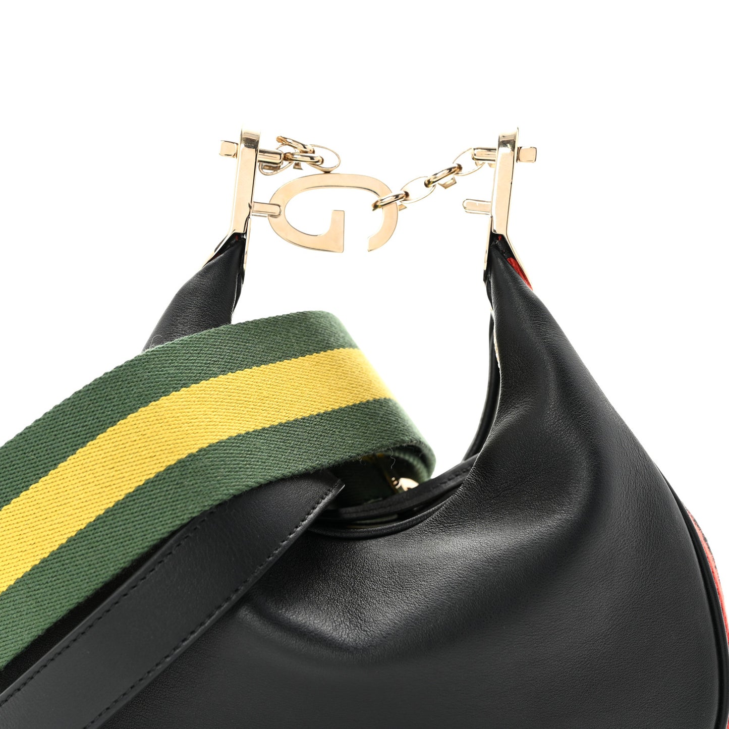 Aria Calfskin Web Small Attache Shoulder Bag Black
