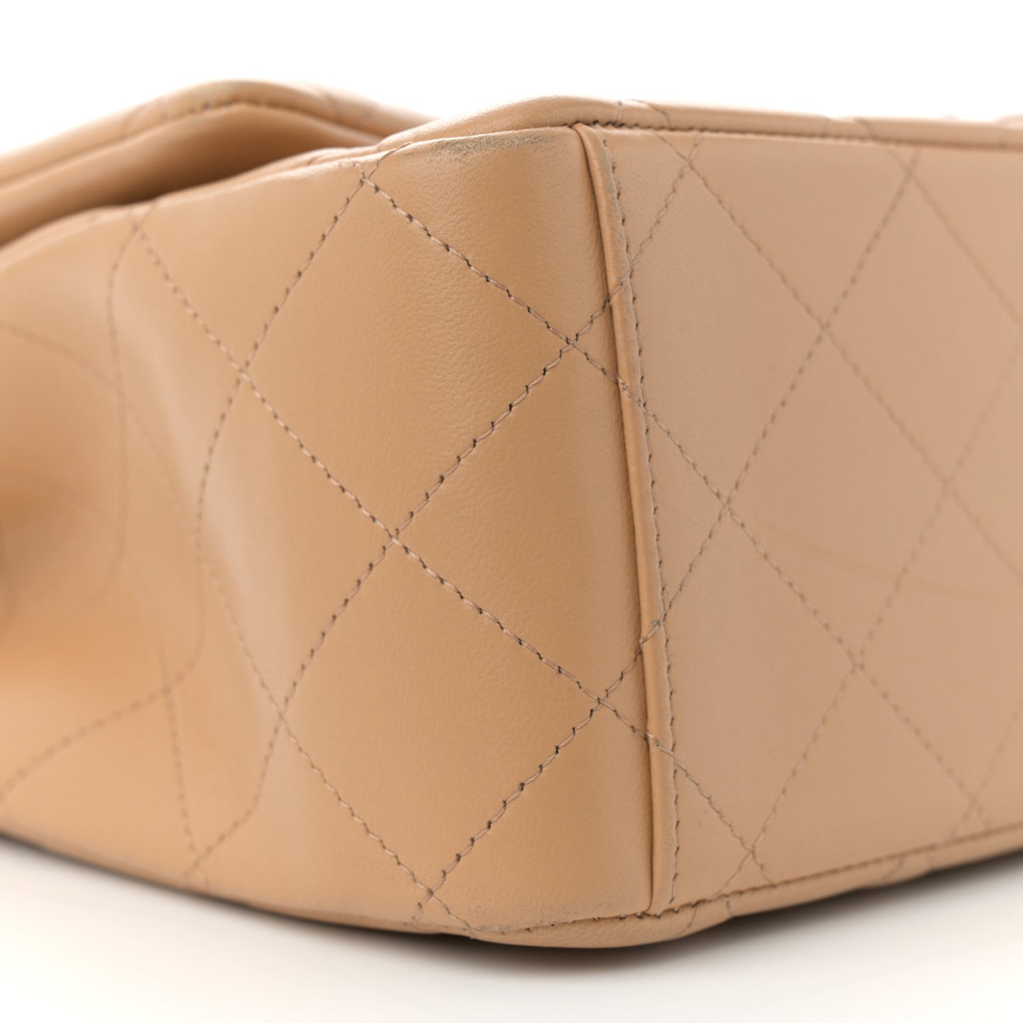 Lambskin Quilted Maxi Double Flap Beige