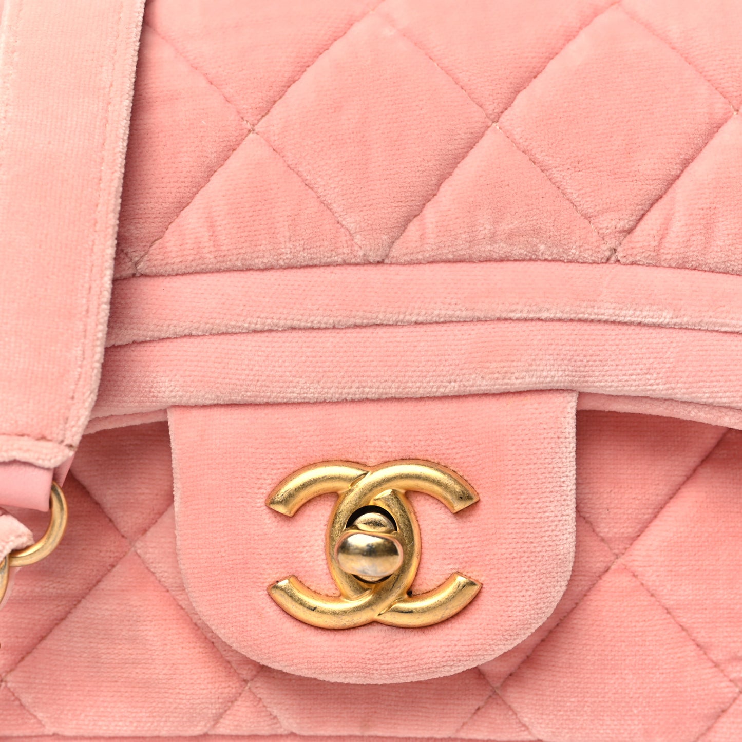 Velour Quilted Mini Double Frame Flap Rose