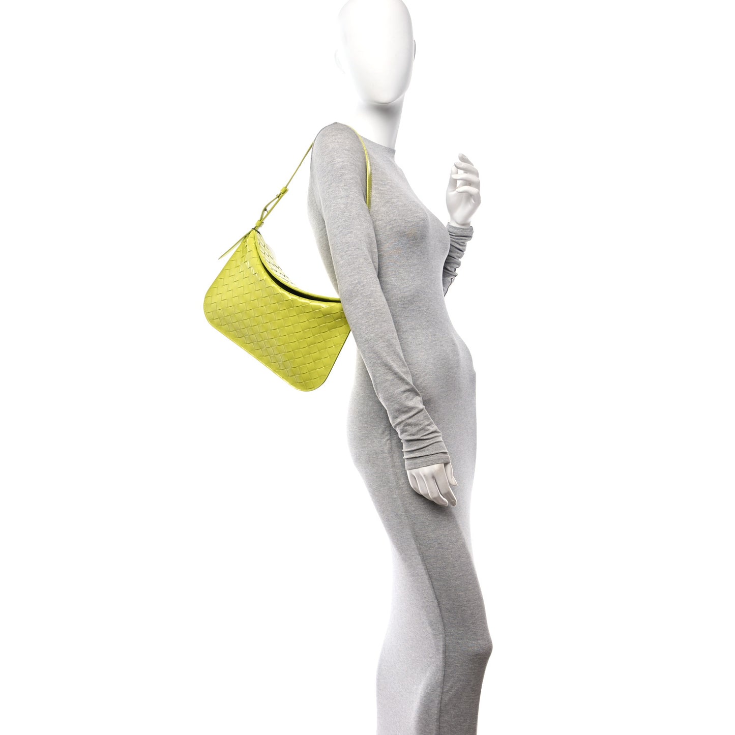 Spazzolato Intrecciato Flap Shoulder Bag Acid Kiwi