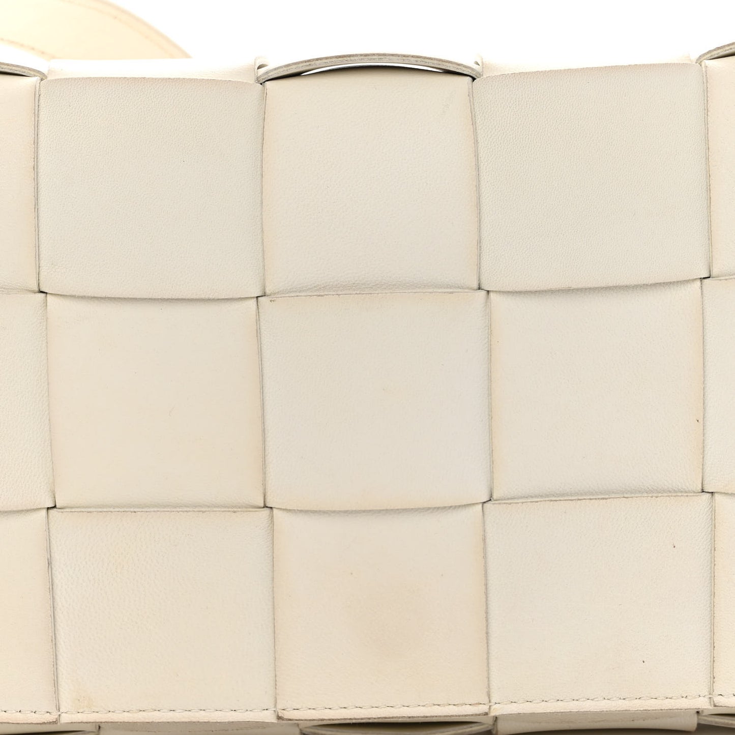 Lambskin Maxi Intrecciato Cassette Crossbody Bag White