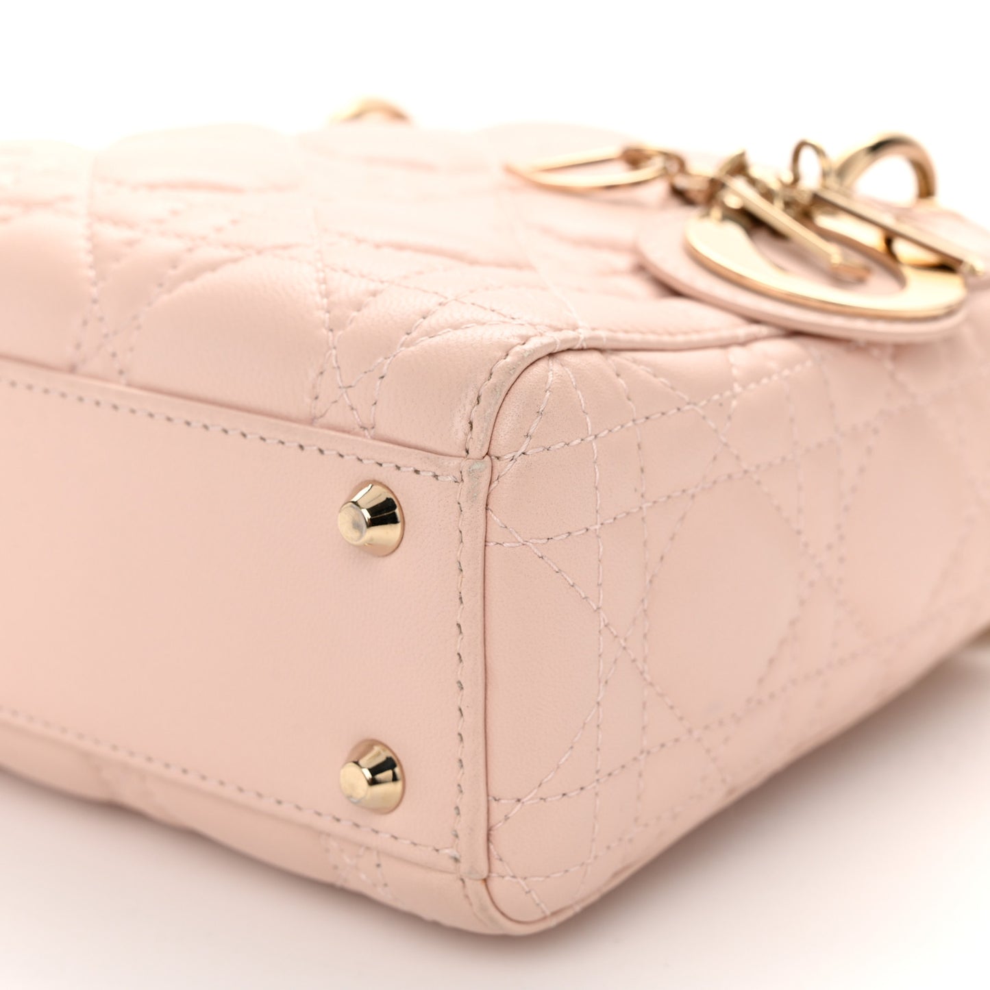 Lambskin Cannage Mini Lady Dior Rose Poudre