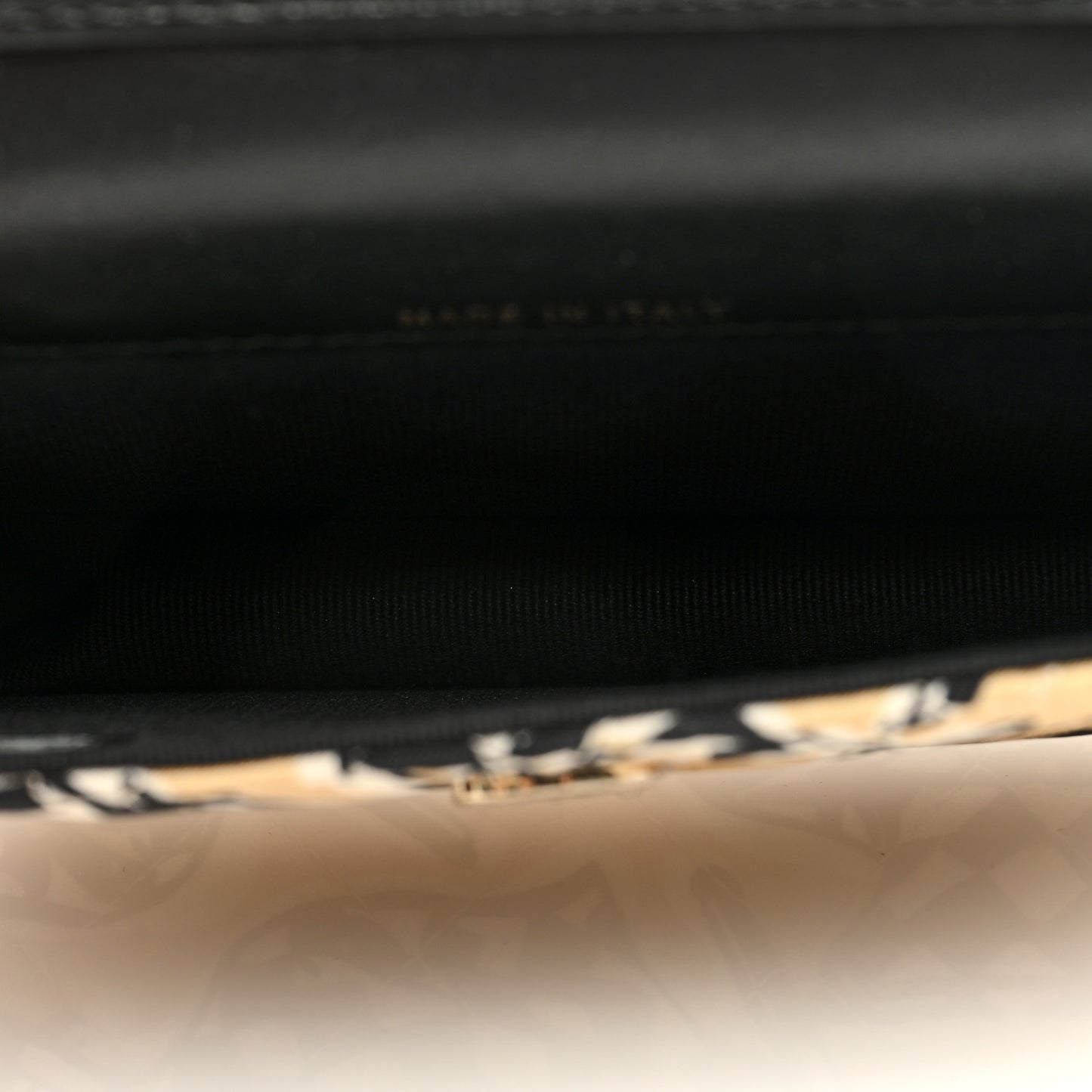 Canvas Check Flag Printed CC Clutch With Chain Beige Multicolor