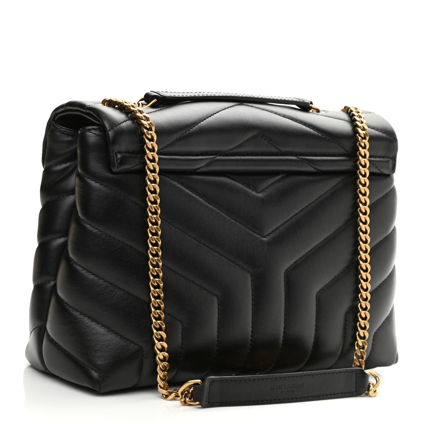 Calfskin Y Quilted Monogram Small Loulou Chain Satchel Black