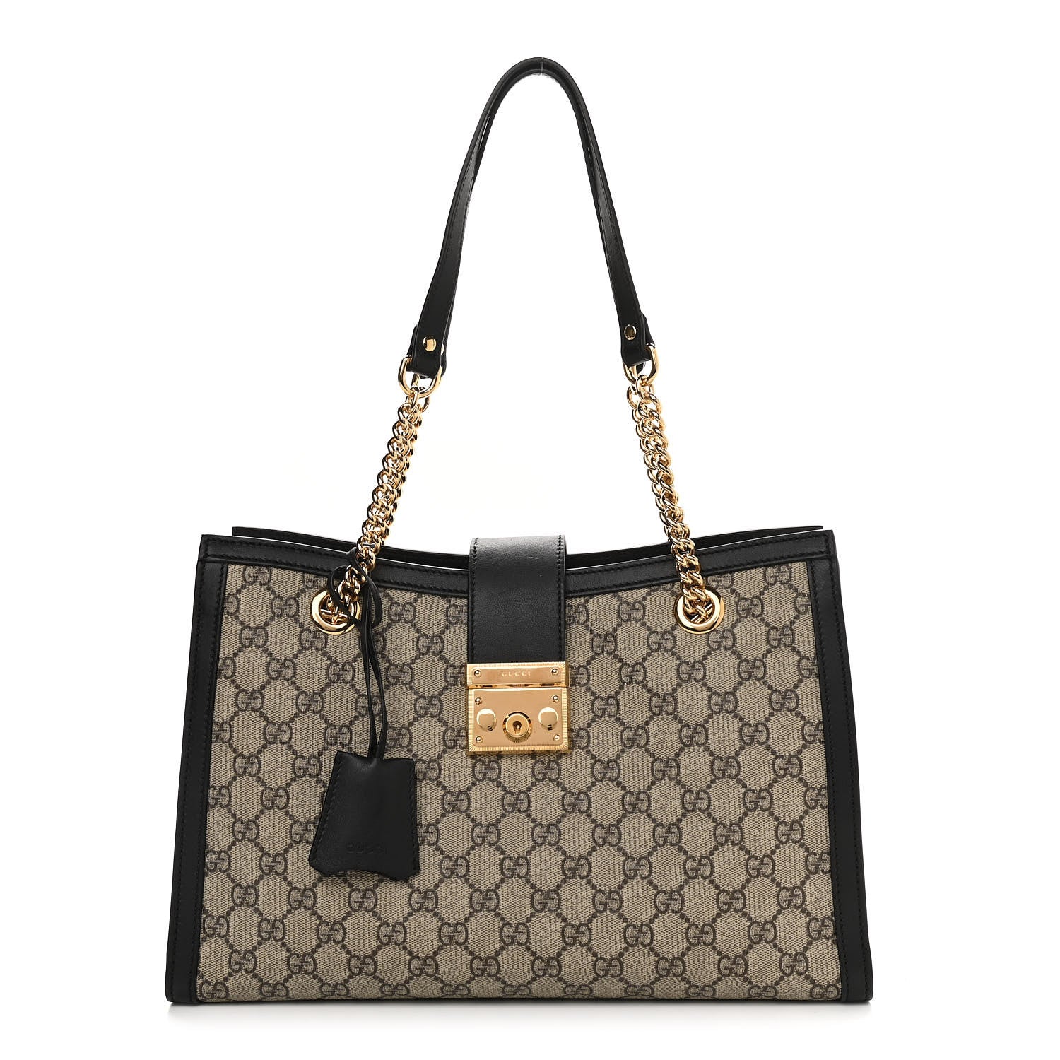 Gucci GG Supreme Monogram Medium Padlock Tote Black 997577