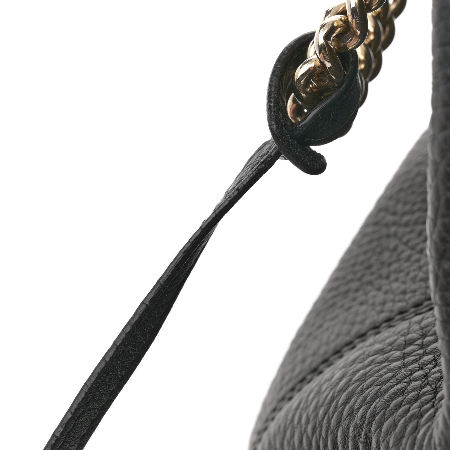 Pebbled Calfskin Medium Soho Chain Shoulder Bag Black