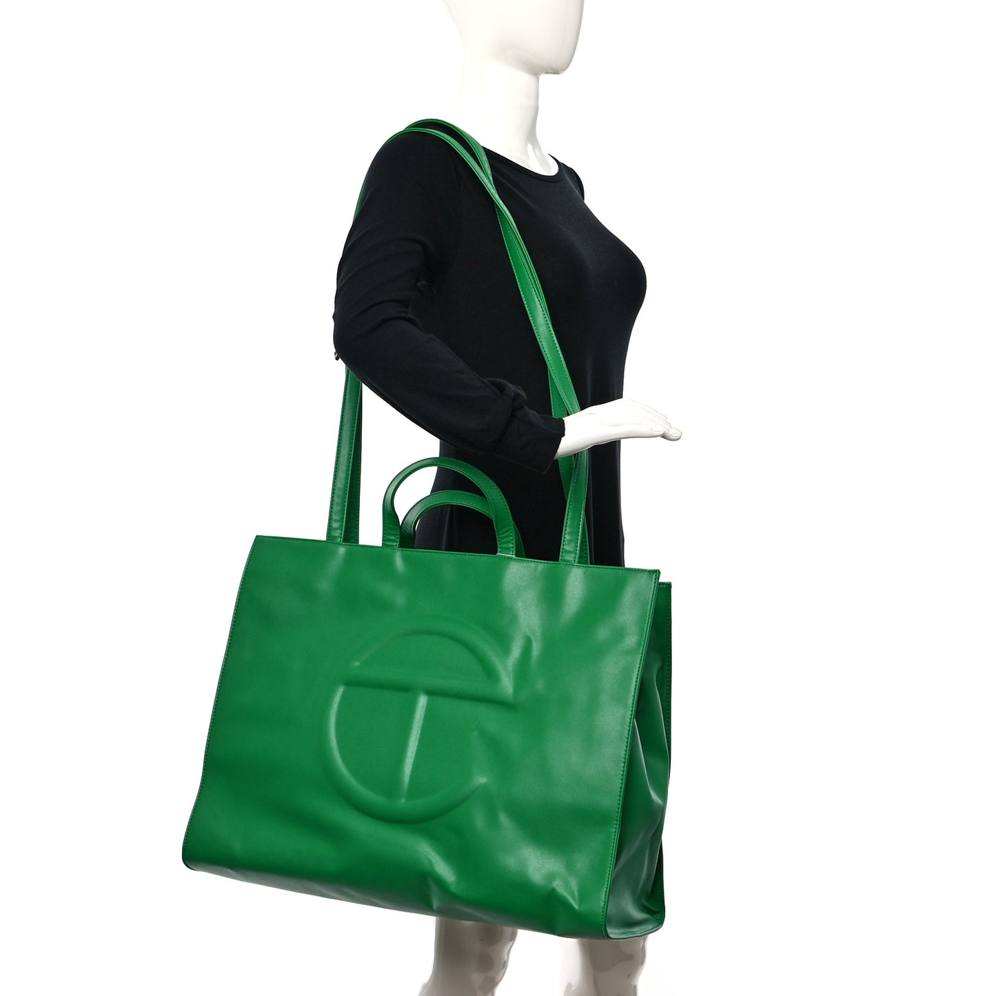 Vegan Leather Large Shopping Bag Greenscreen