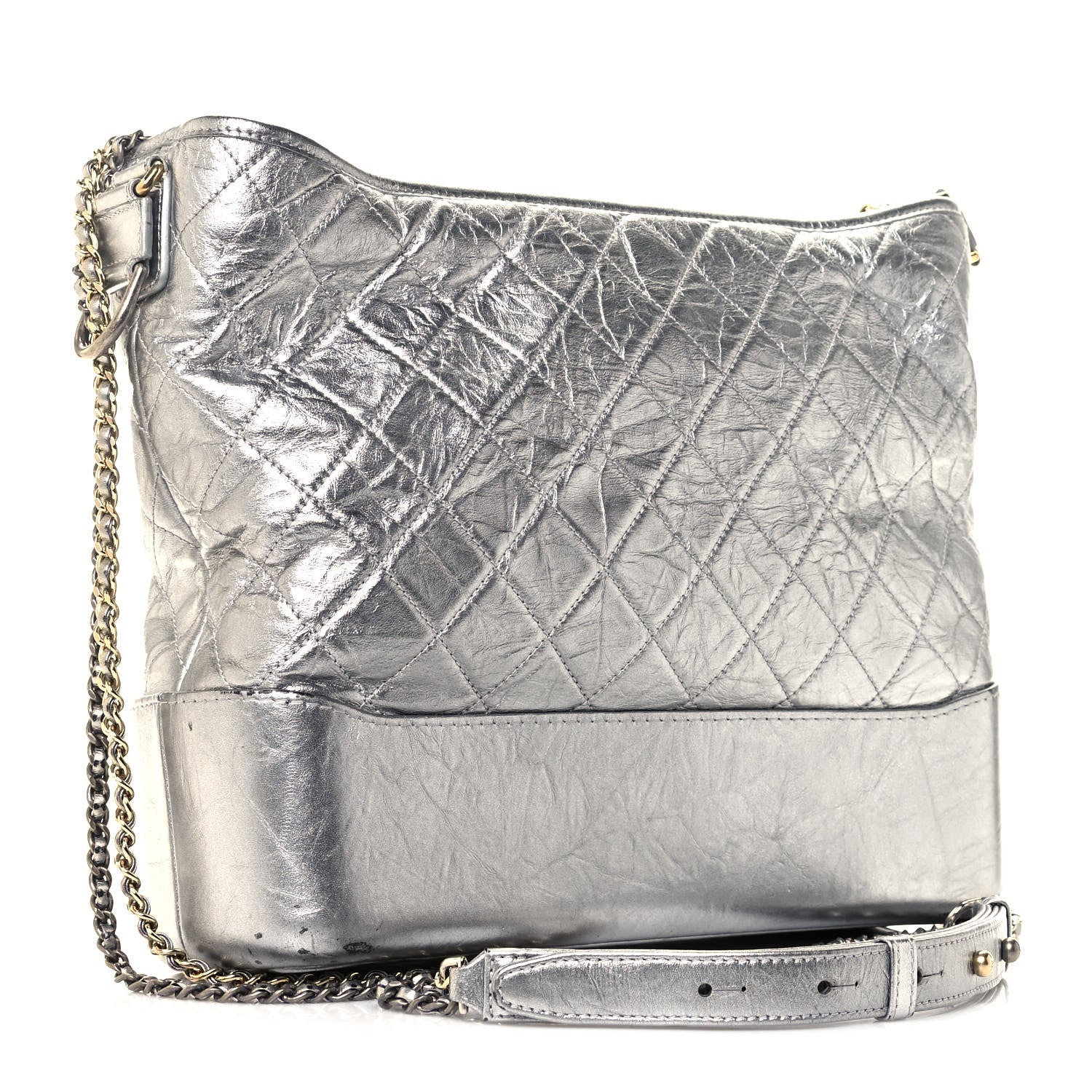 Chanel Metallic Aged Calfskin Quilted Large Gabrielle Silver 2 of 14