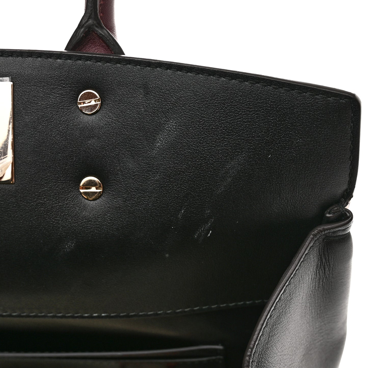 Calfskin Large Studio Bag Wine Bone Black