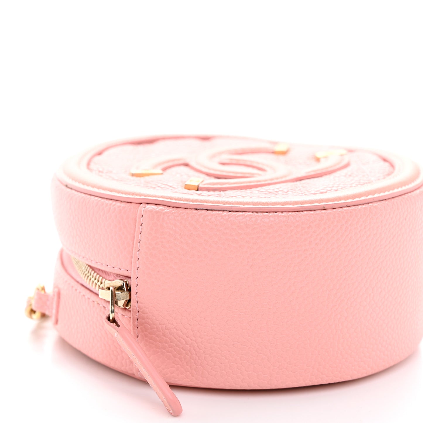 Caviar Quilted Round Filigree Crossbody Pink