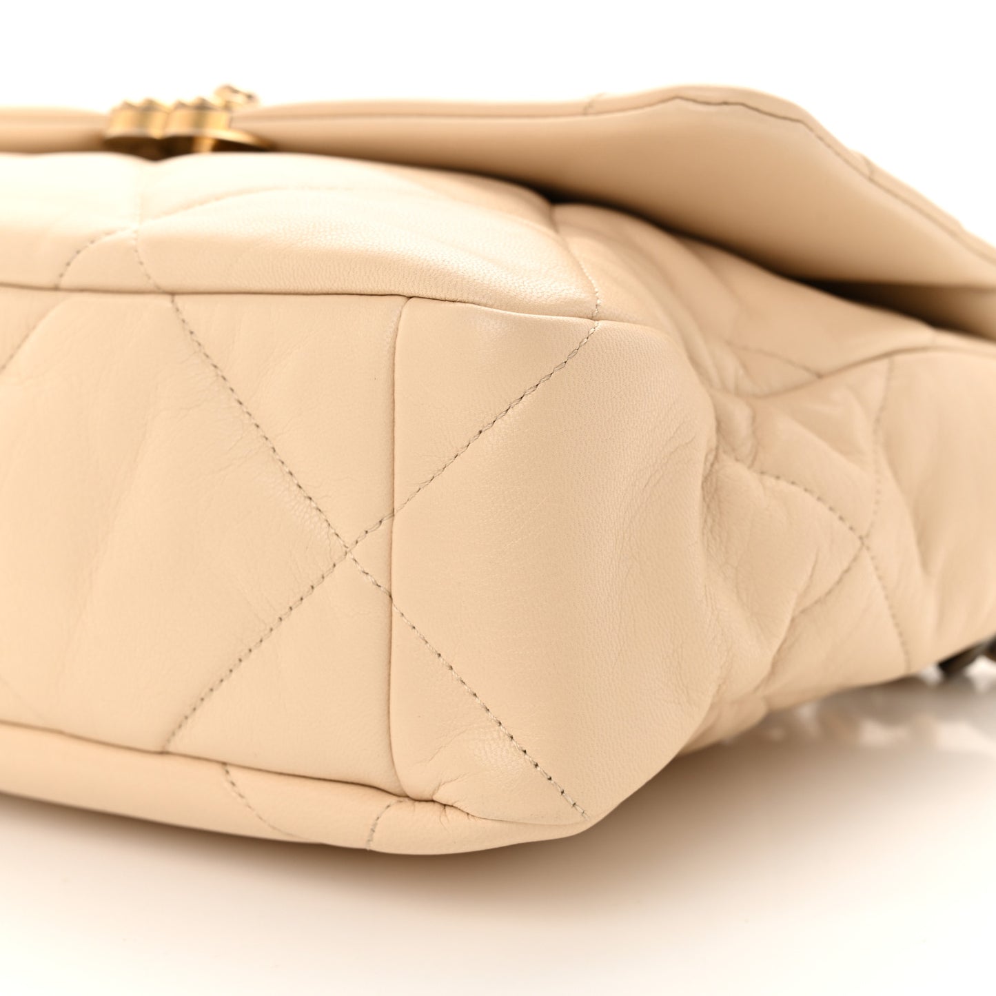 Lambskin Quilted Large Chanel 19 Flap Light Beige