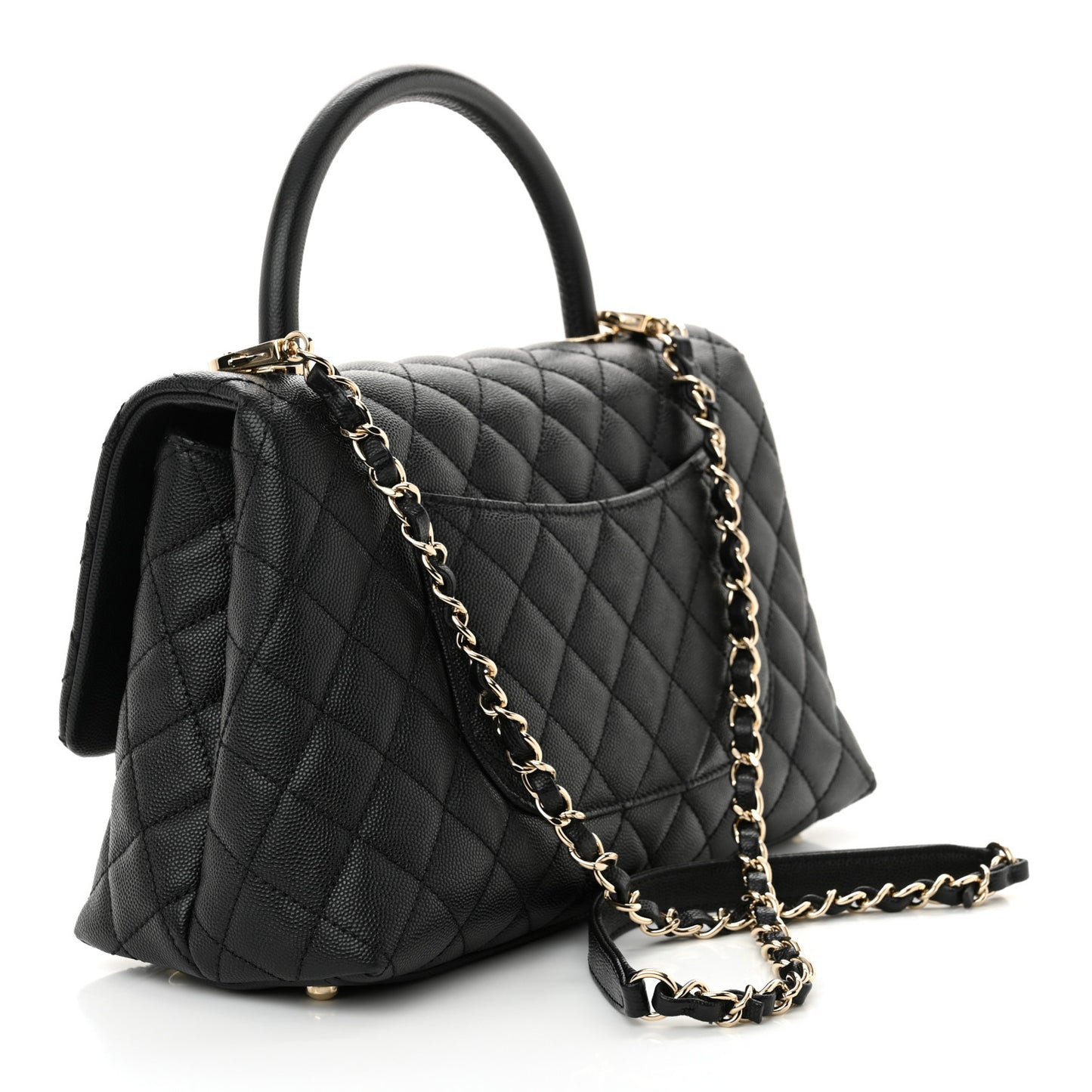 Caviar Quilted Small Coco Handle Flap Black