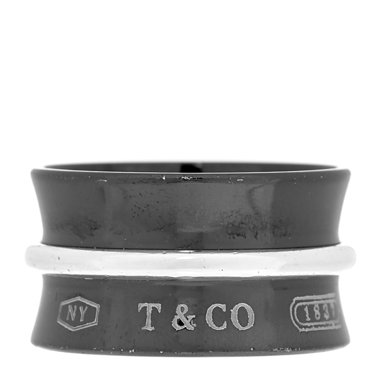 Tiffany Sterling Silver Titanium 1837 Wide Ring 56 7.5 1024526